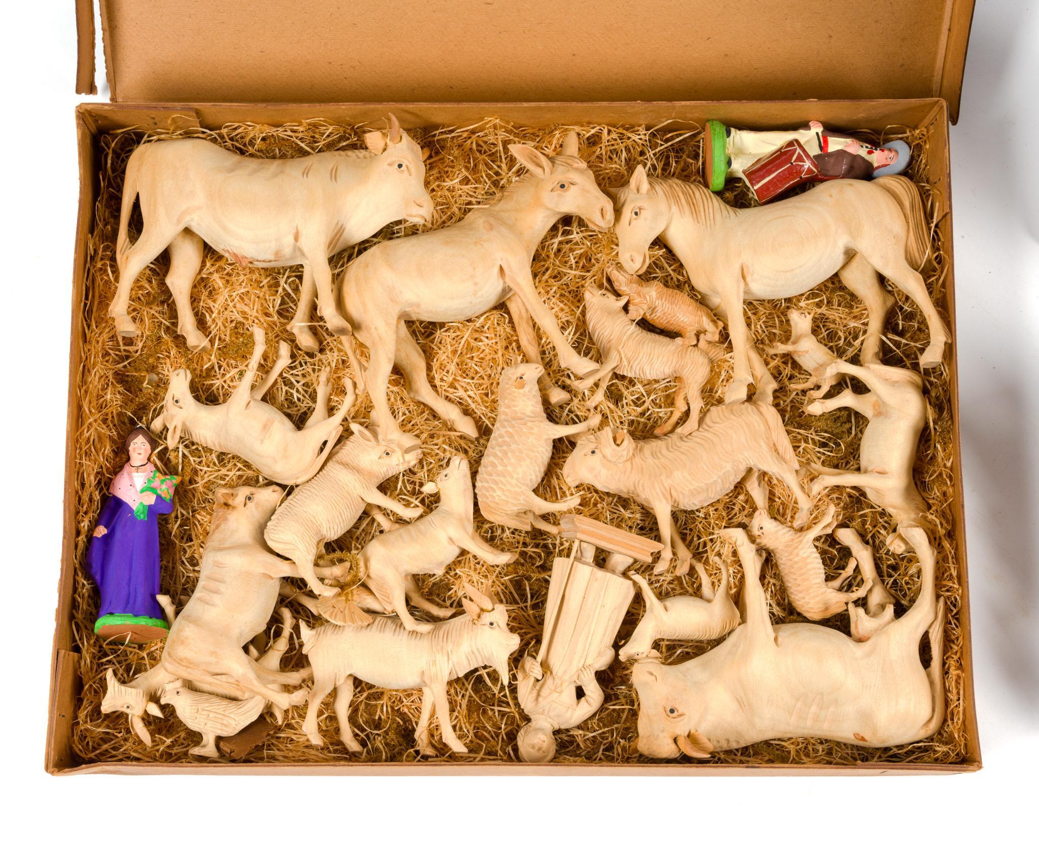 Folk Art Carvings Incl. Animal Figurines