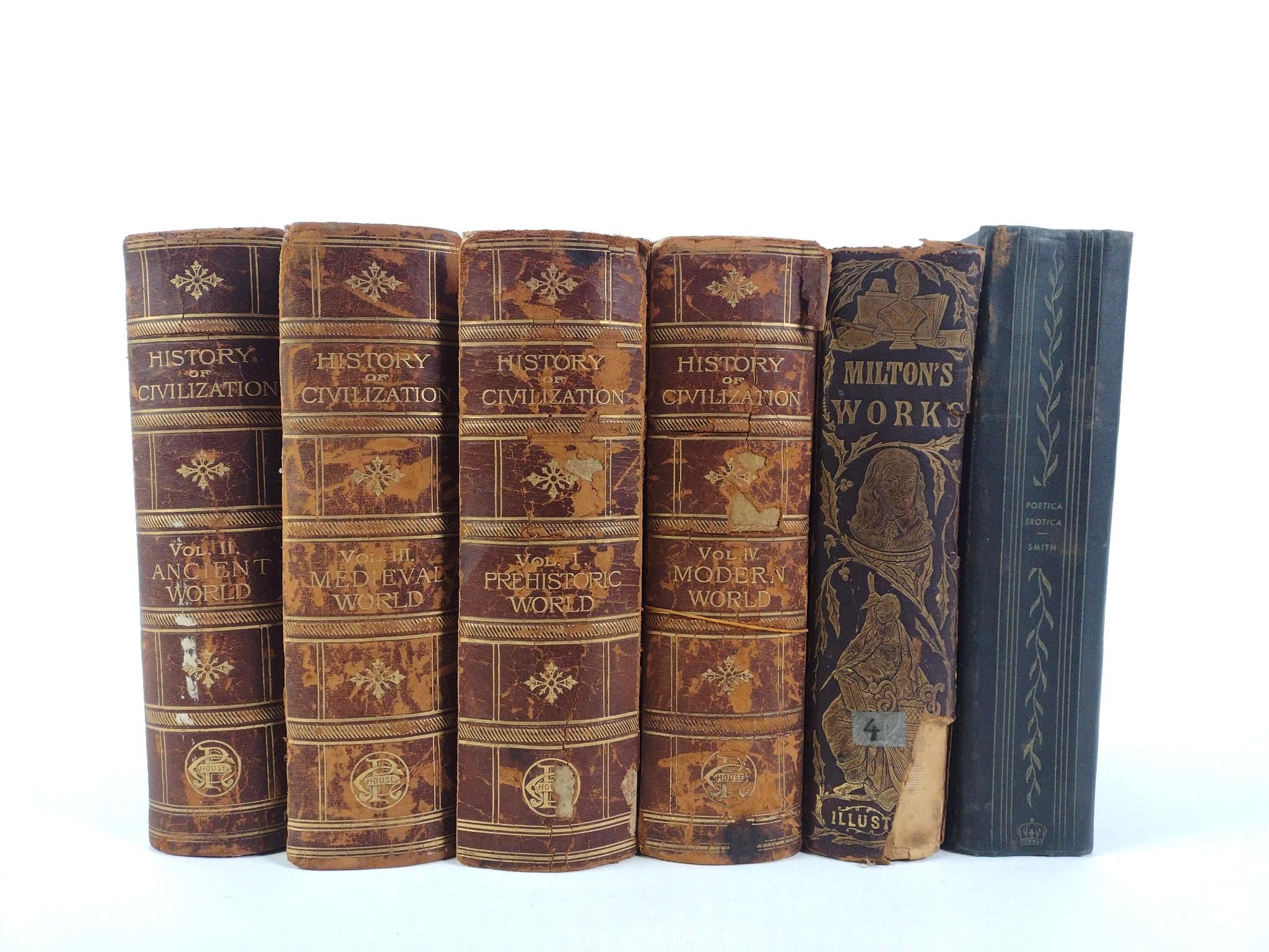 6 Antique Books Incl. History of Civilization Set