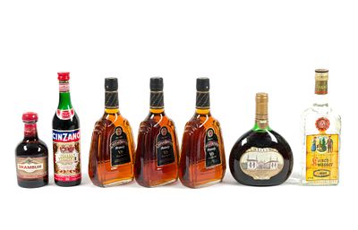 7 Bottles of Estate Alcohol. Includes Cinzano Italian Vermouth, Drambuie, Christian Brothers 