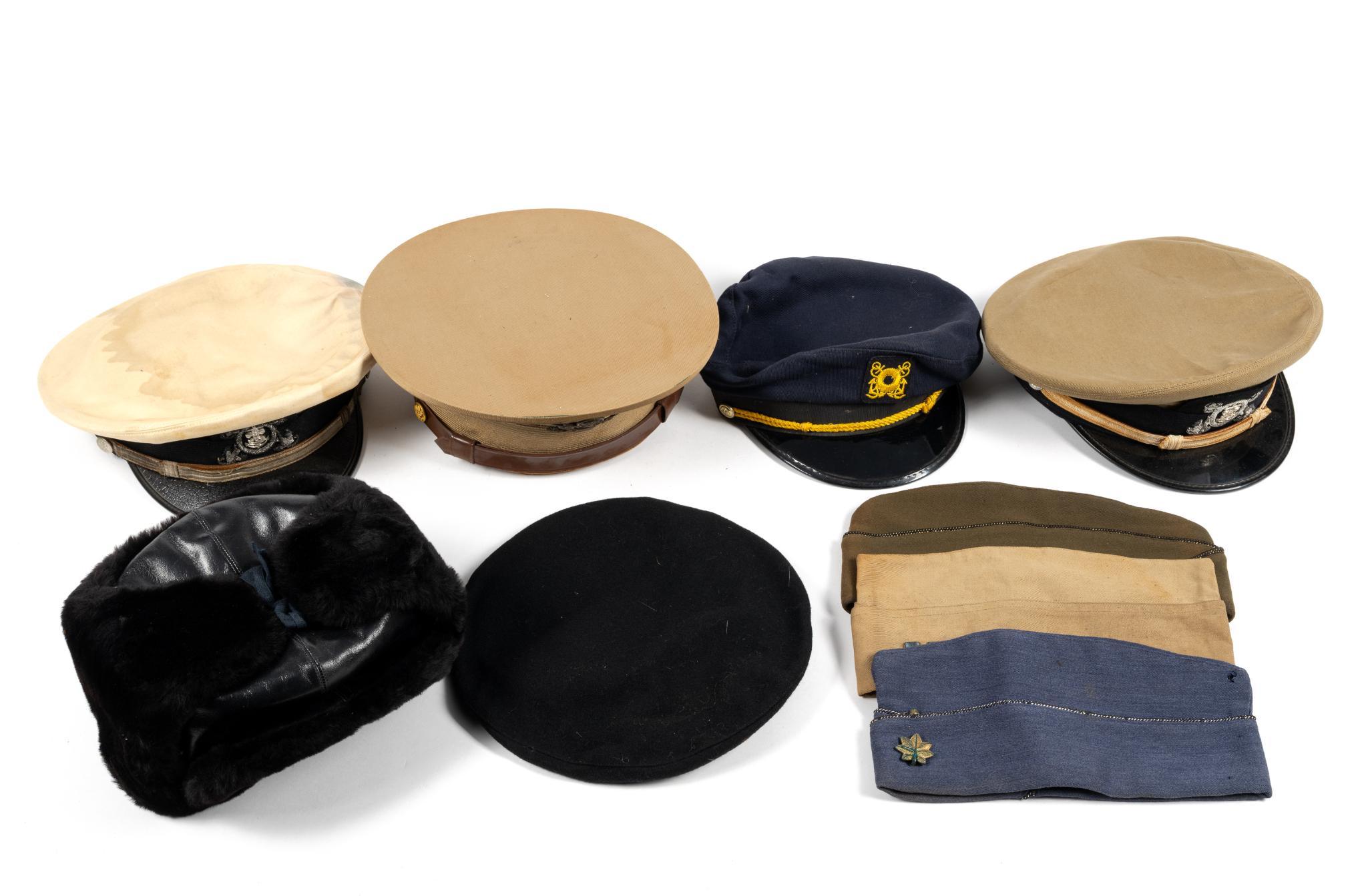 9 Vintage Hats incl. Naval Hats