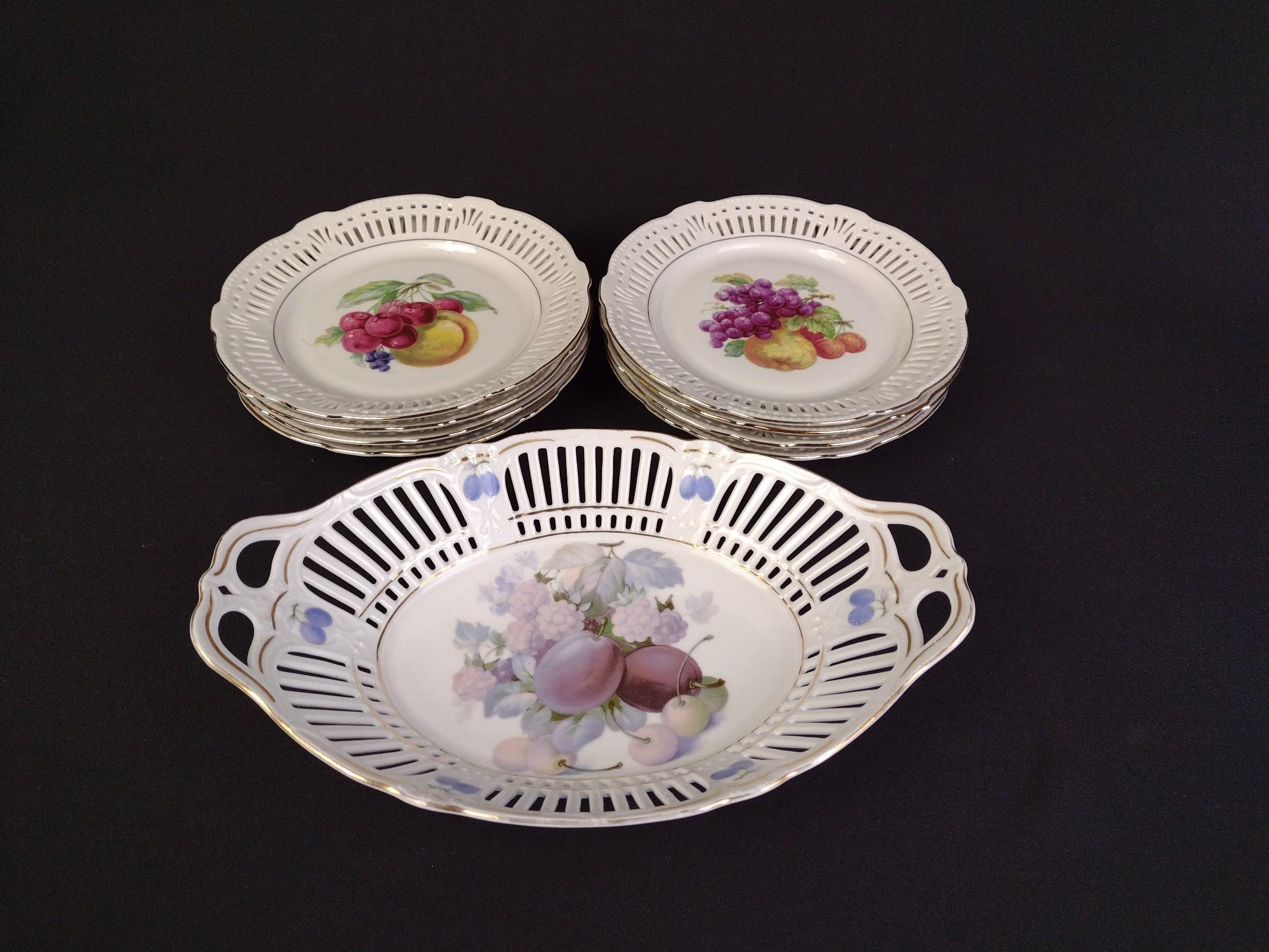 9 Pieces Vintage Schwartzenhammer Bavaria Imperial Fruit Plates