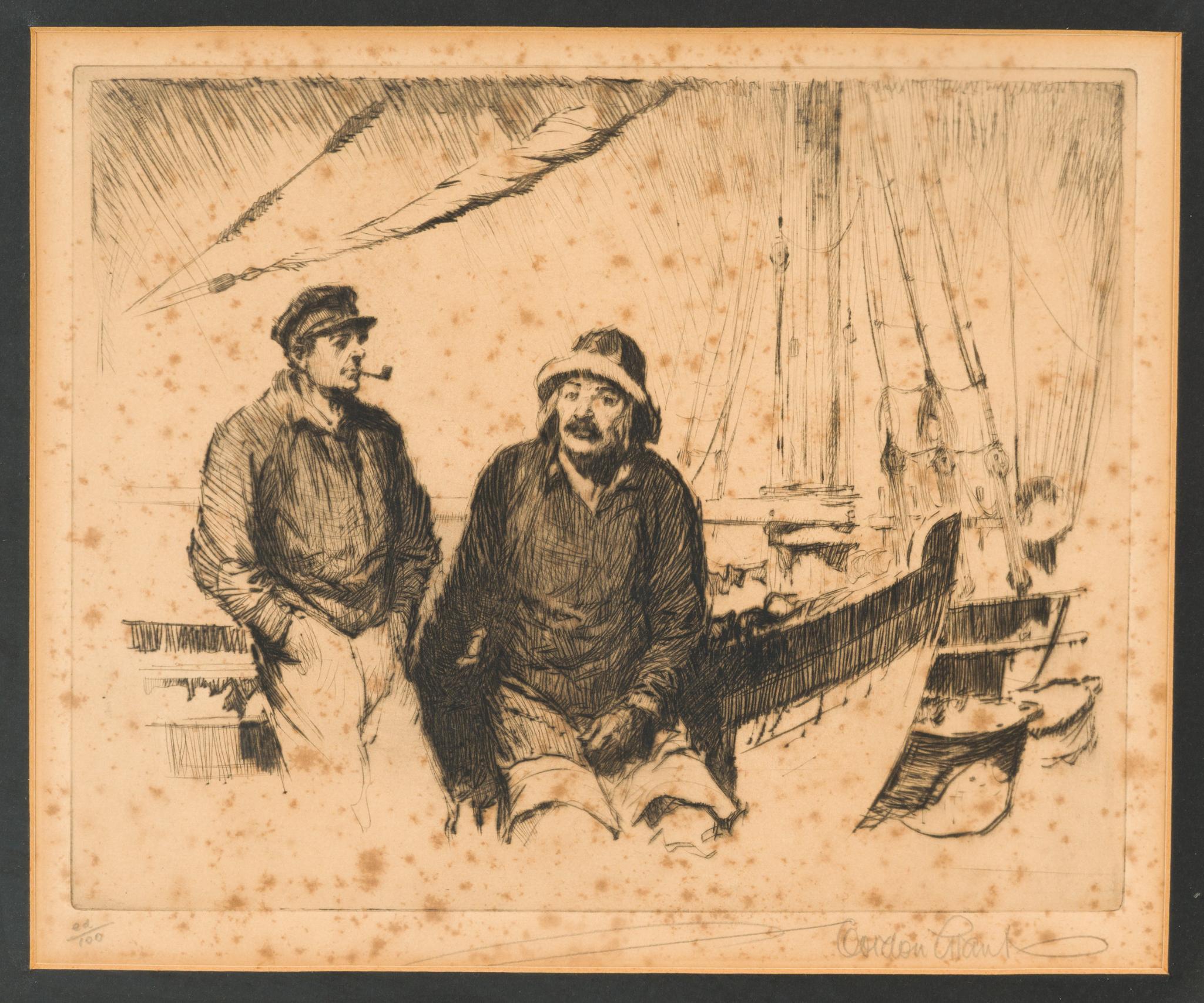 Framed Gordon Grant Sailors Lithograph & Barney Google Poster