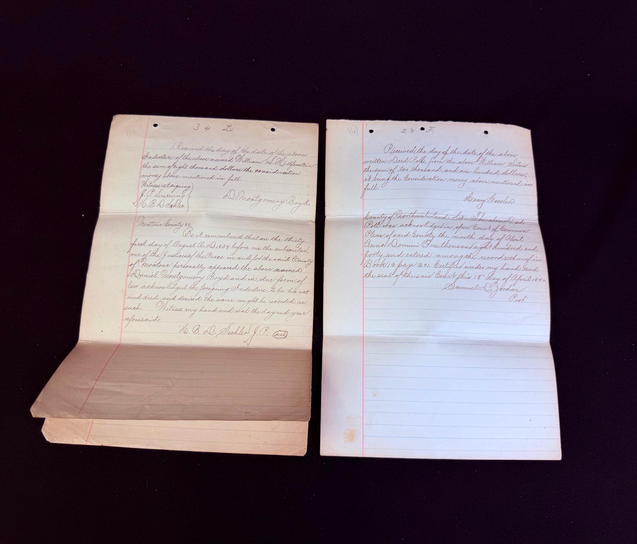 2 Antique Pennsylvania Legal Documents