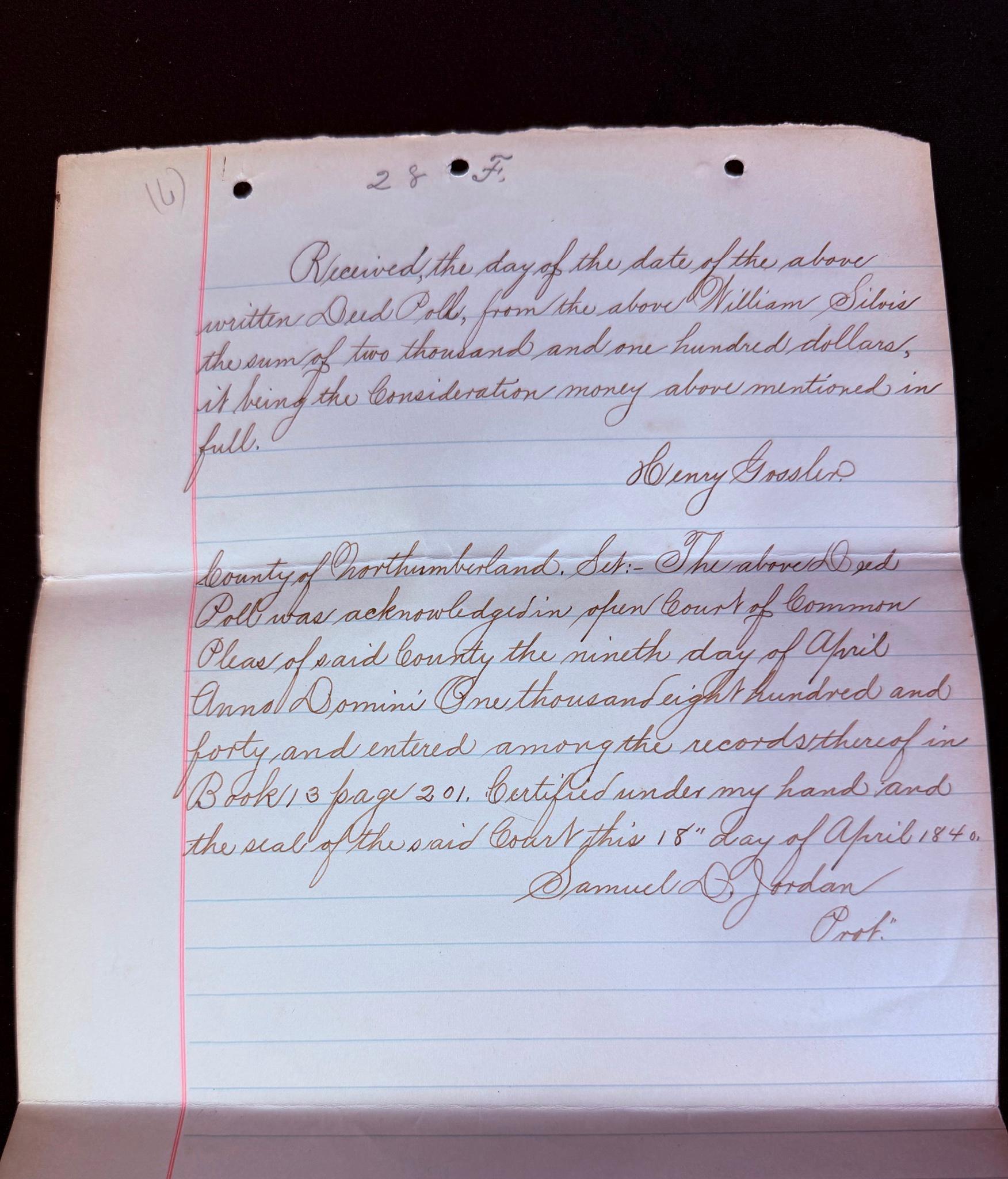 2 Antique Pennsylvania Legal Documents