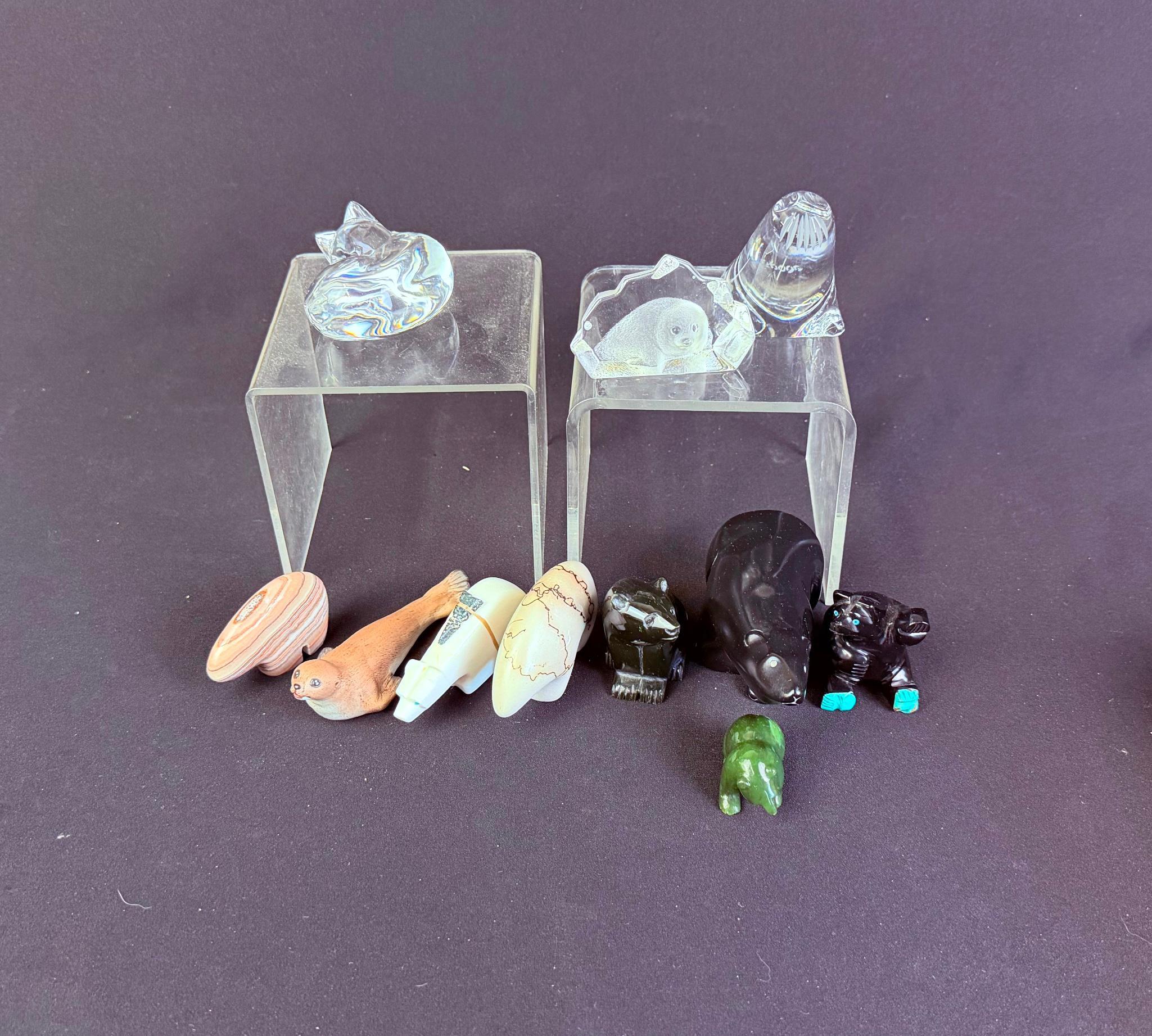 Ceramic, Stone & Signed Glass Animals Incl. Spode & Steuben
