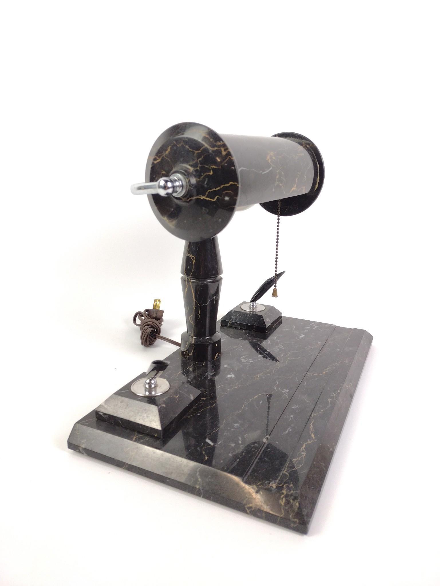 Marble Executive Desk Lamp With Pen Holder Set