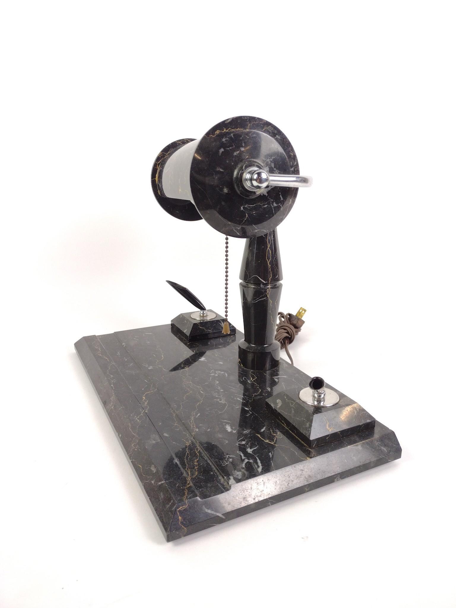 Marble Executive Desk Lamp With Pen Holder Set