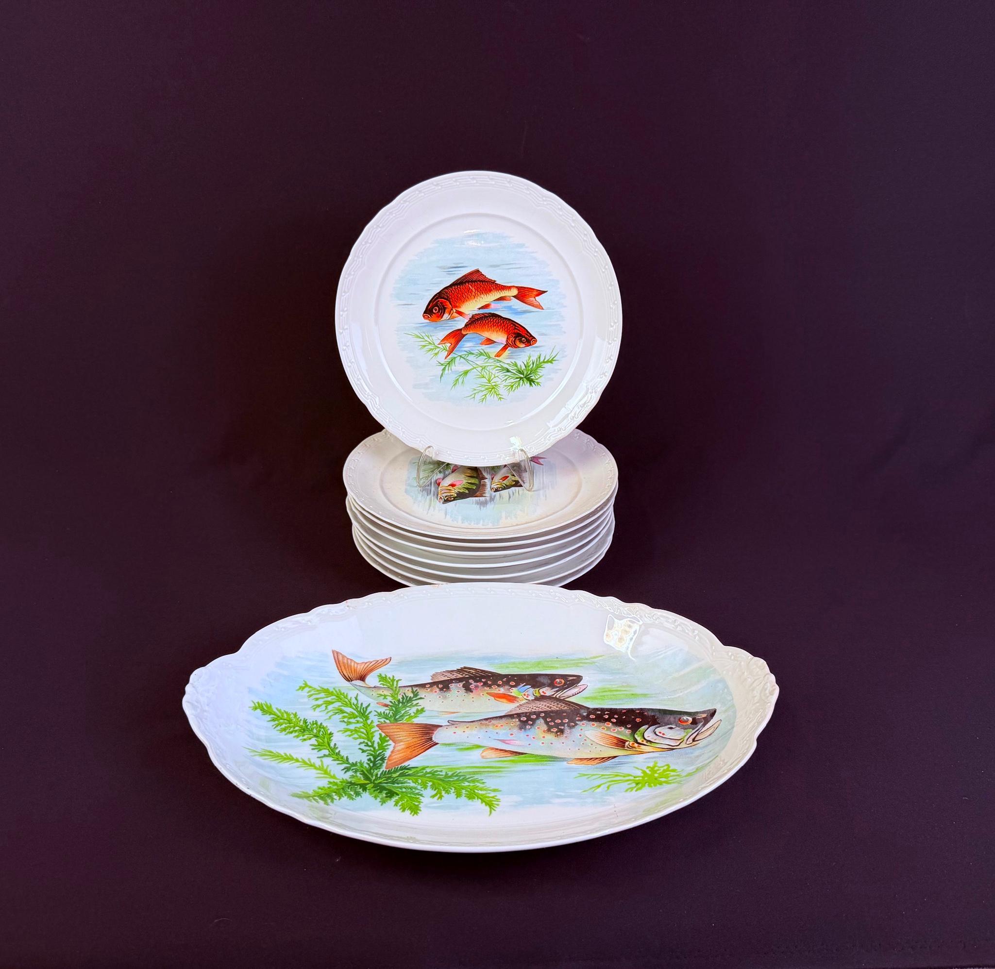 8 Henry Birks & Sons Fish Plates & Platter