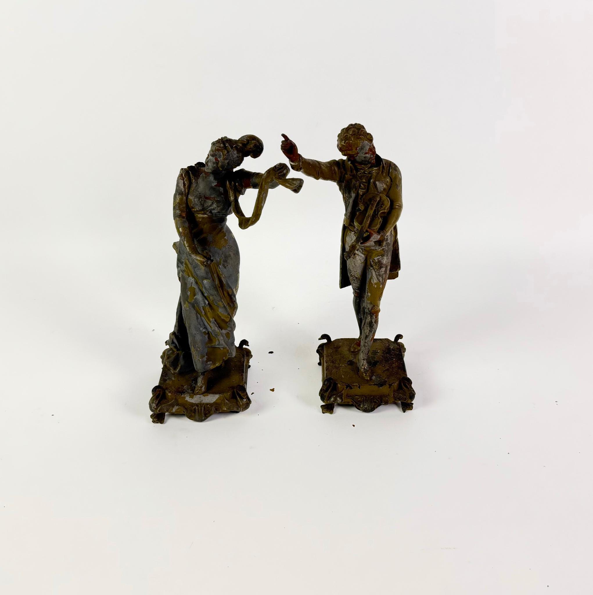 4 Spelter Metal Statues