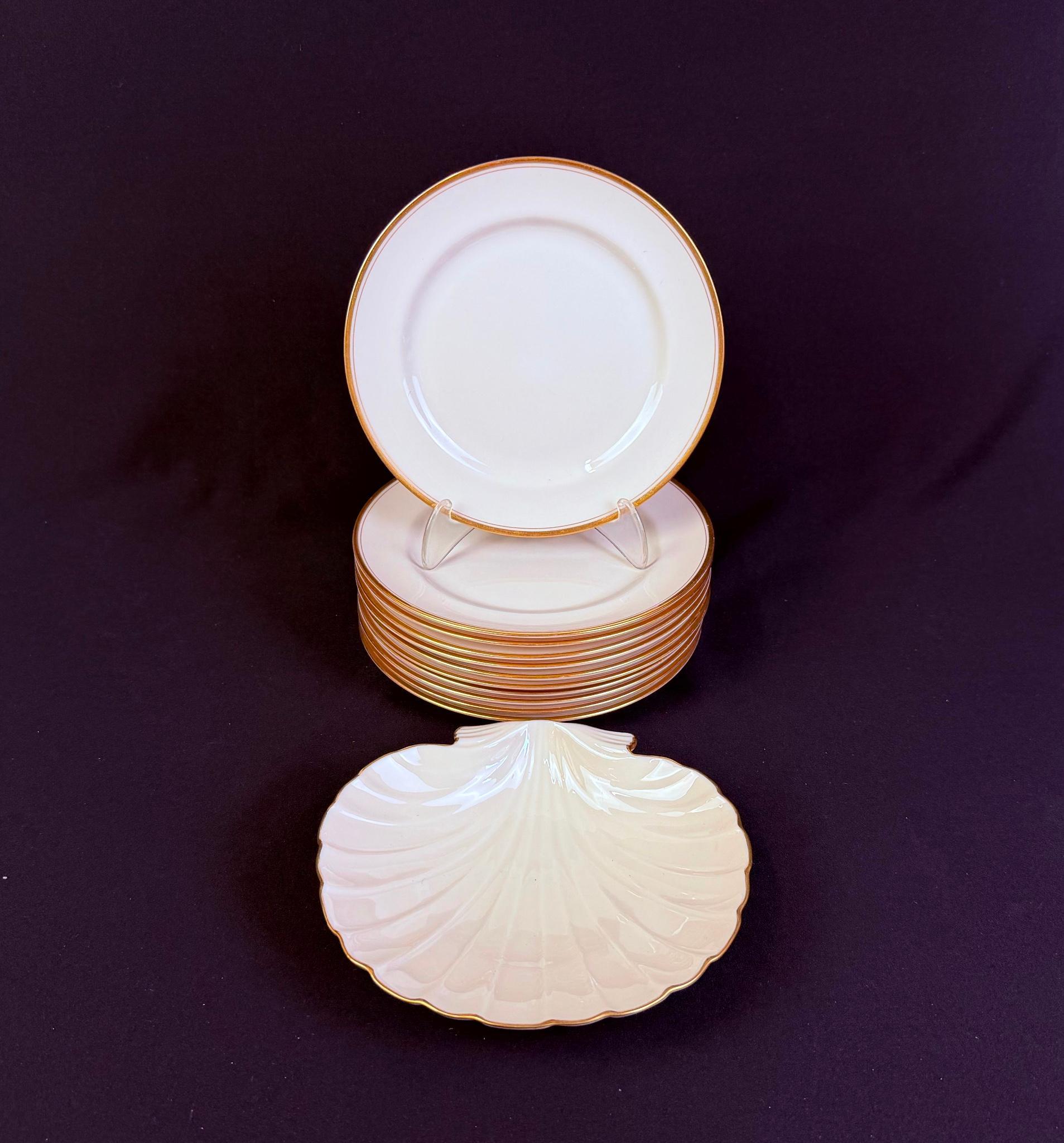 11 Lenox Salad Plates & Shell Dish
