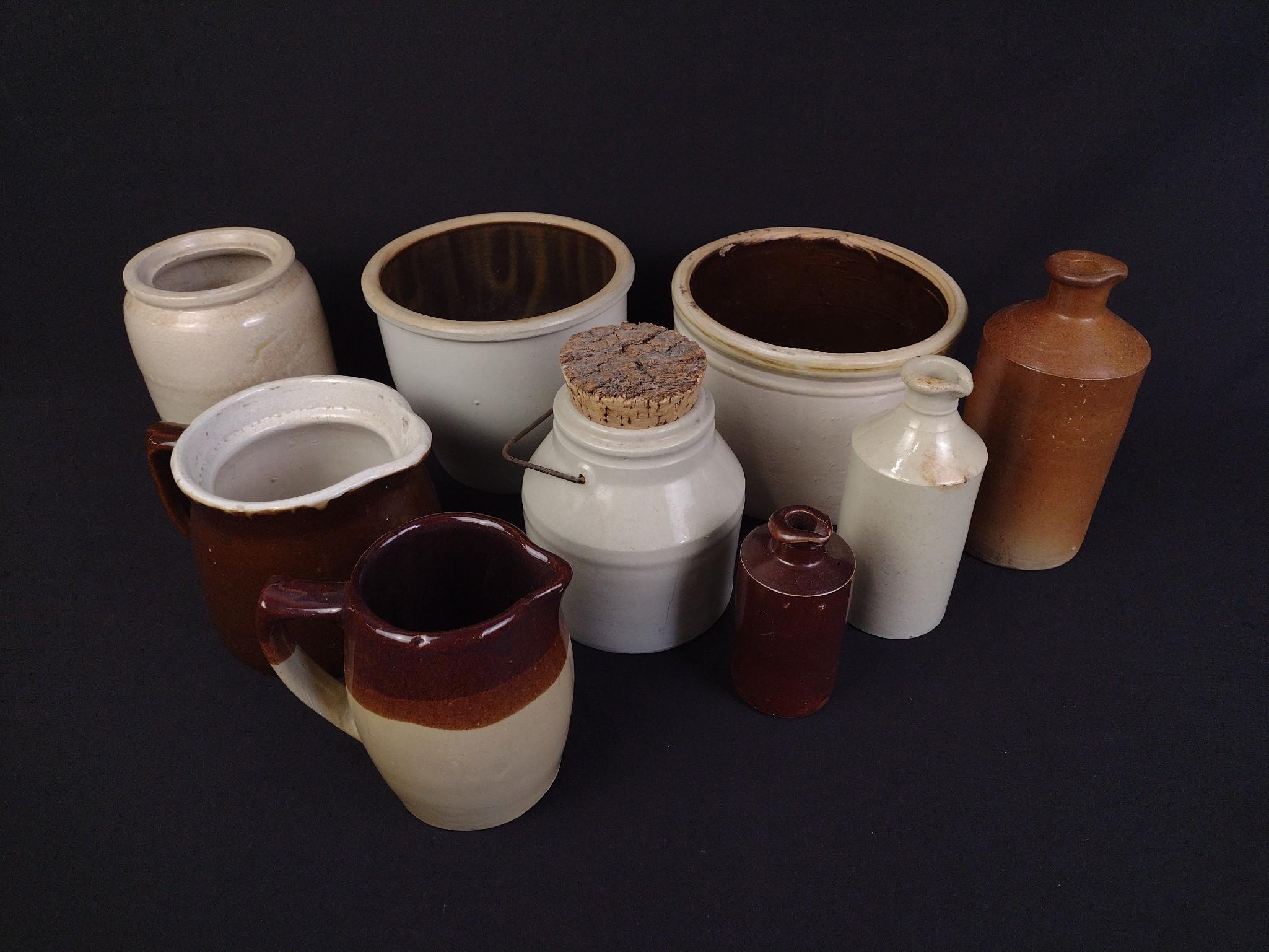 9 Pcs Stoneware and Utility Crocks