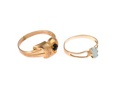 2 10K Gold Rings. Both test 10k. Ring sizes 4.5 to 7.5. Total 2.3 grams.