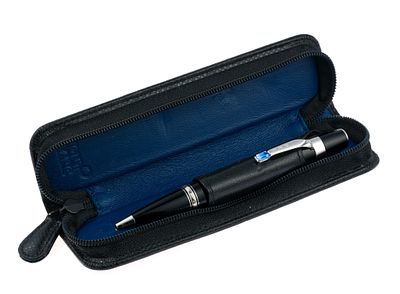 Montblanc Boheme Ballpoint Pen. In leather carrying case. Clip inscribed with initials "DEL." 