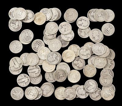 Silver Quarters Washington And Standing Liberty. Sixty five Washington silver quarters, some 