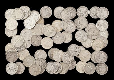 Walking Liberty And Franklin Silver Half Dollars. There are a total of sixty nine Franklin and 