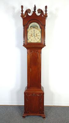 Rooster Tall Case Clock. 20" wide X 11-3/4" deep X 100" high. Missing weights and pendulum. Case 