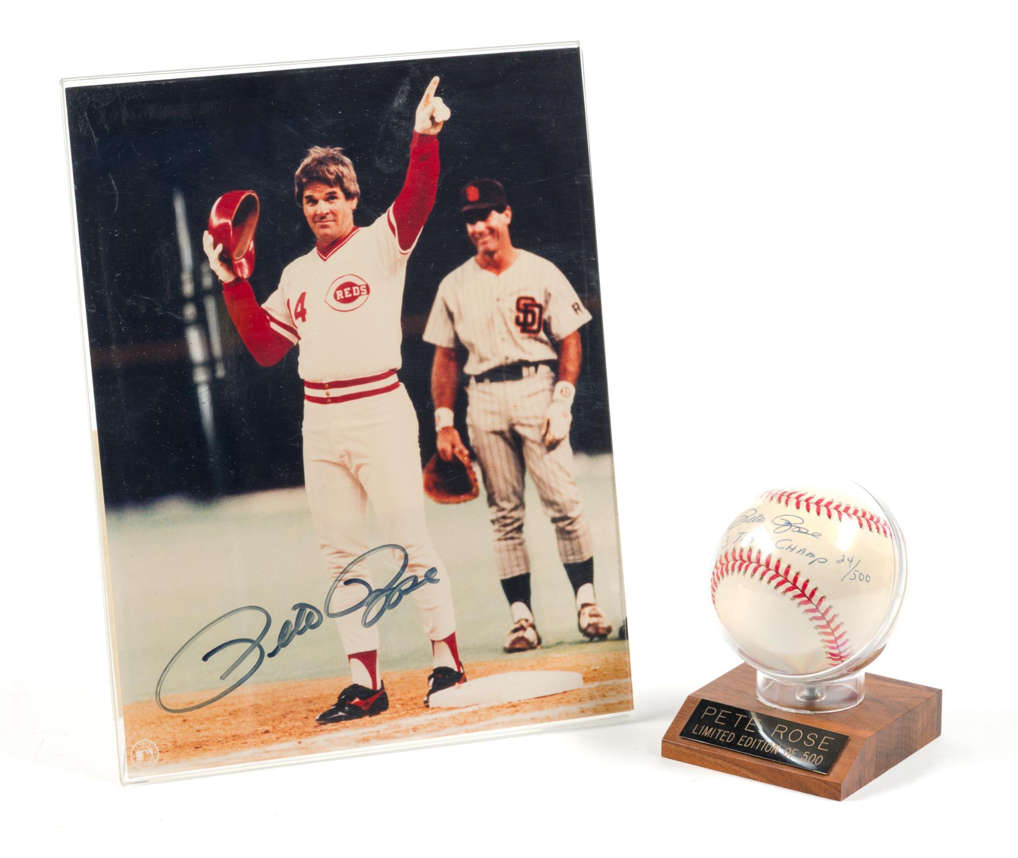 Pete Rose Autographed Baseball & Signed Picture With COA