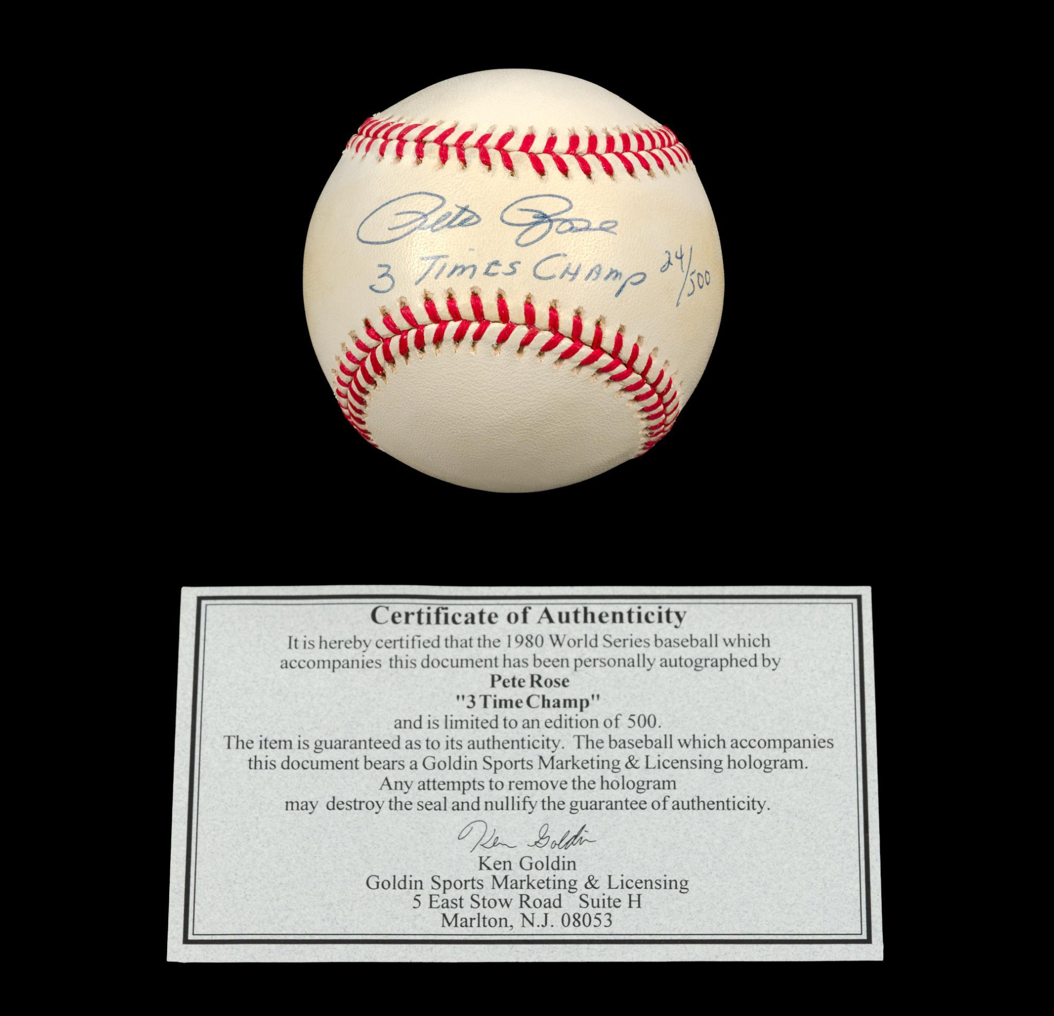 Pete Rose Autographed Baseball & Signed Picture With COA