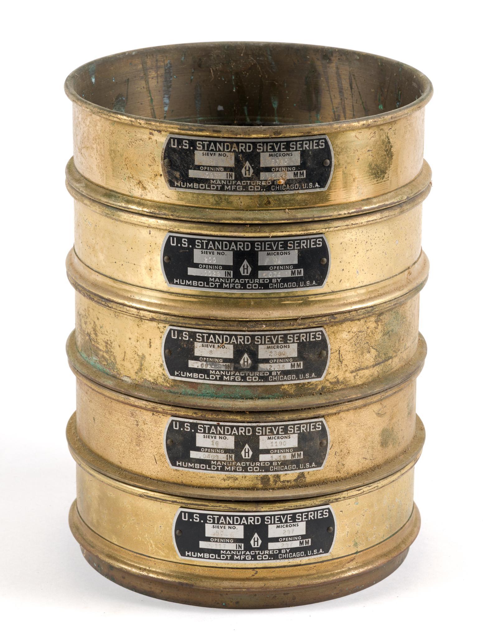 5 Antique Brass U.S. Standard Sieves
