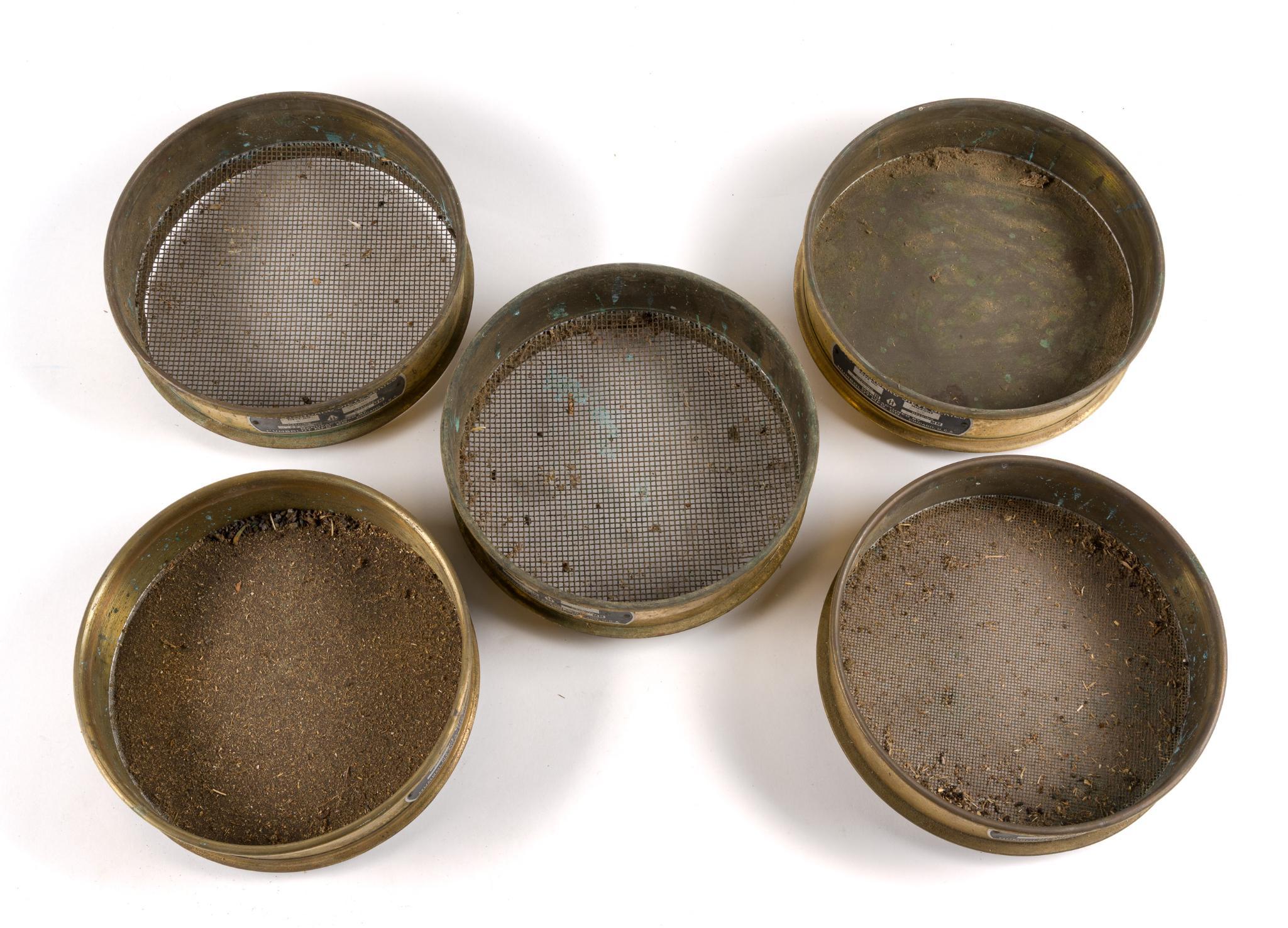 5 Antique Brass U.S. Standard Sieves