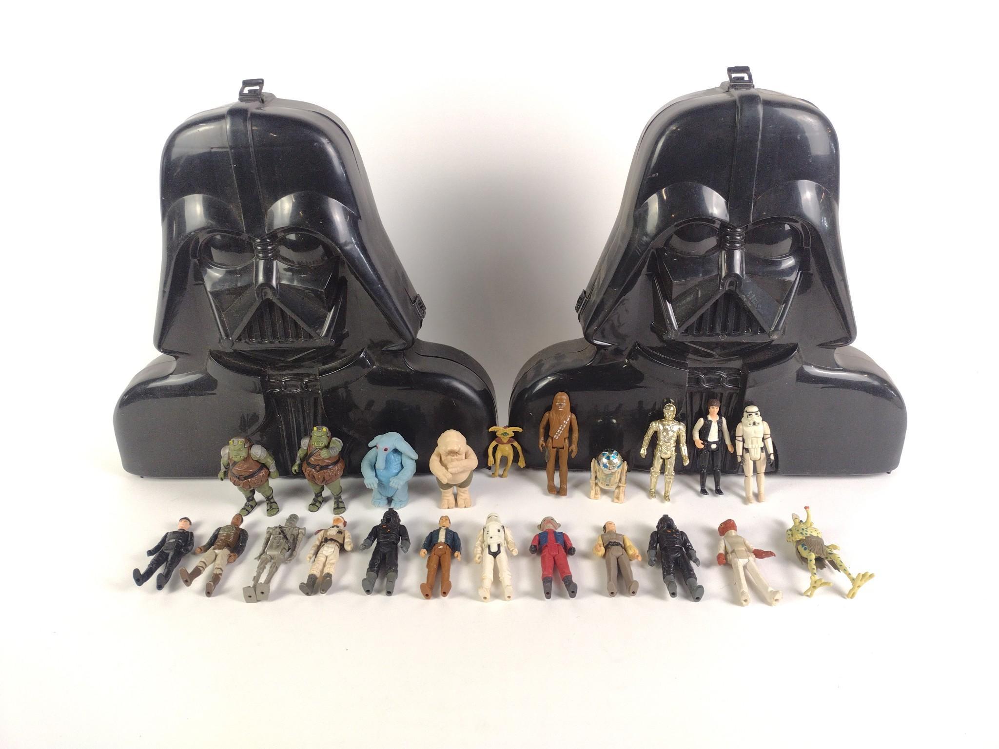 2 Kenner Star Wars Character Cases & 22 Figurines