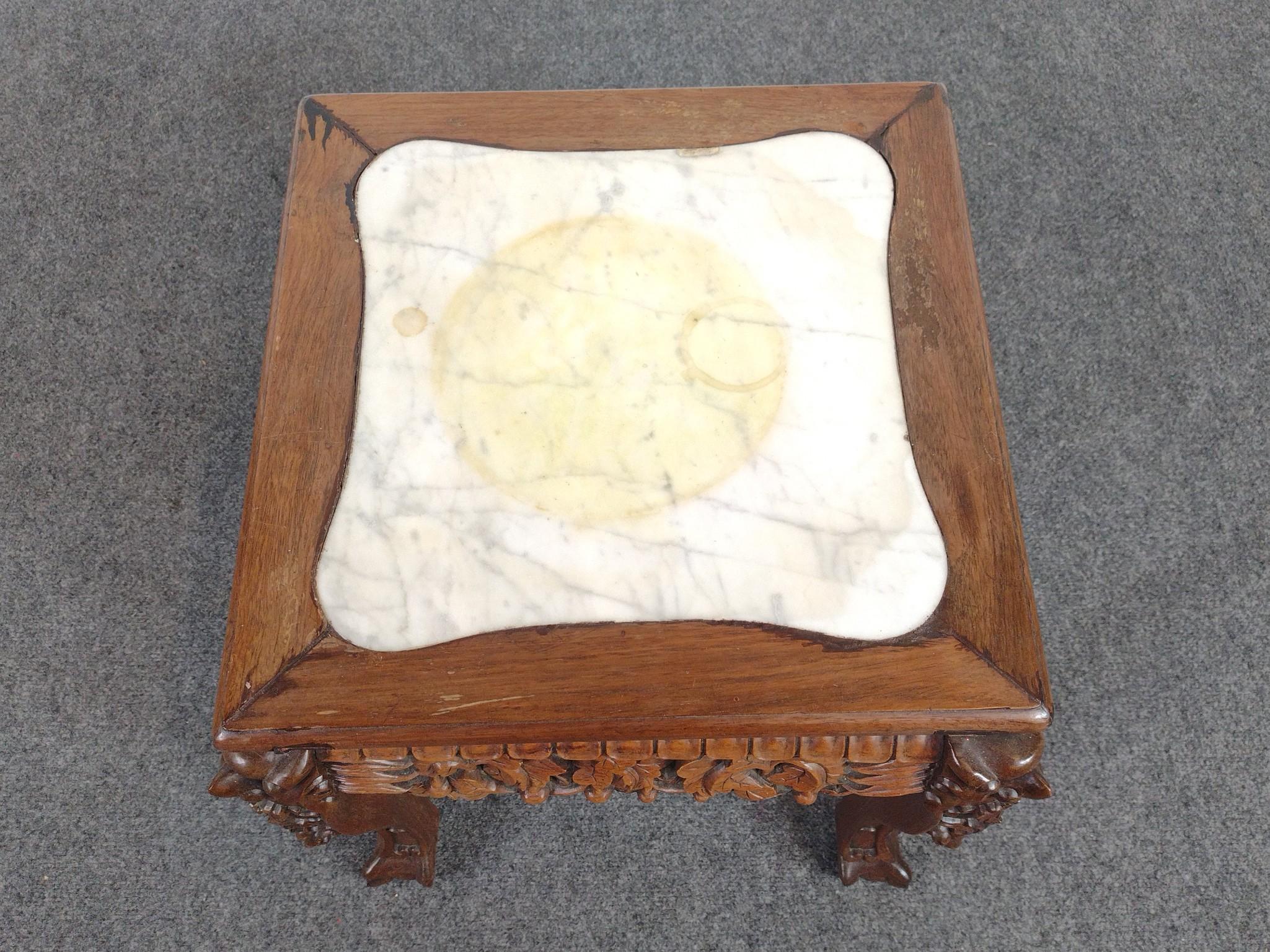Carved Table With Marble Top