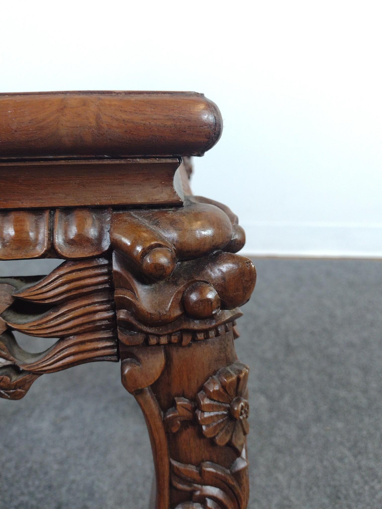 Carved Table With Marble Top