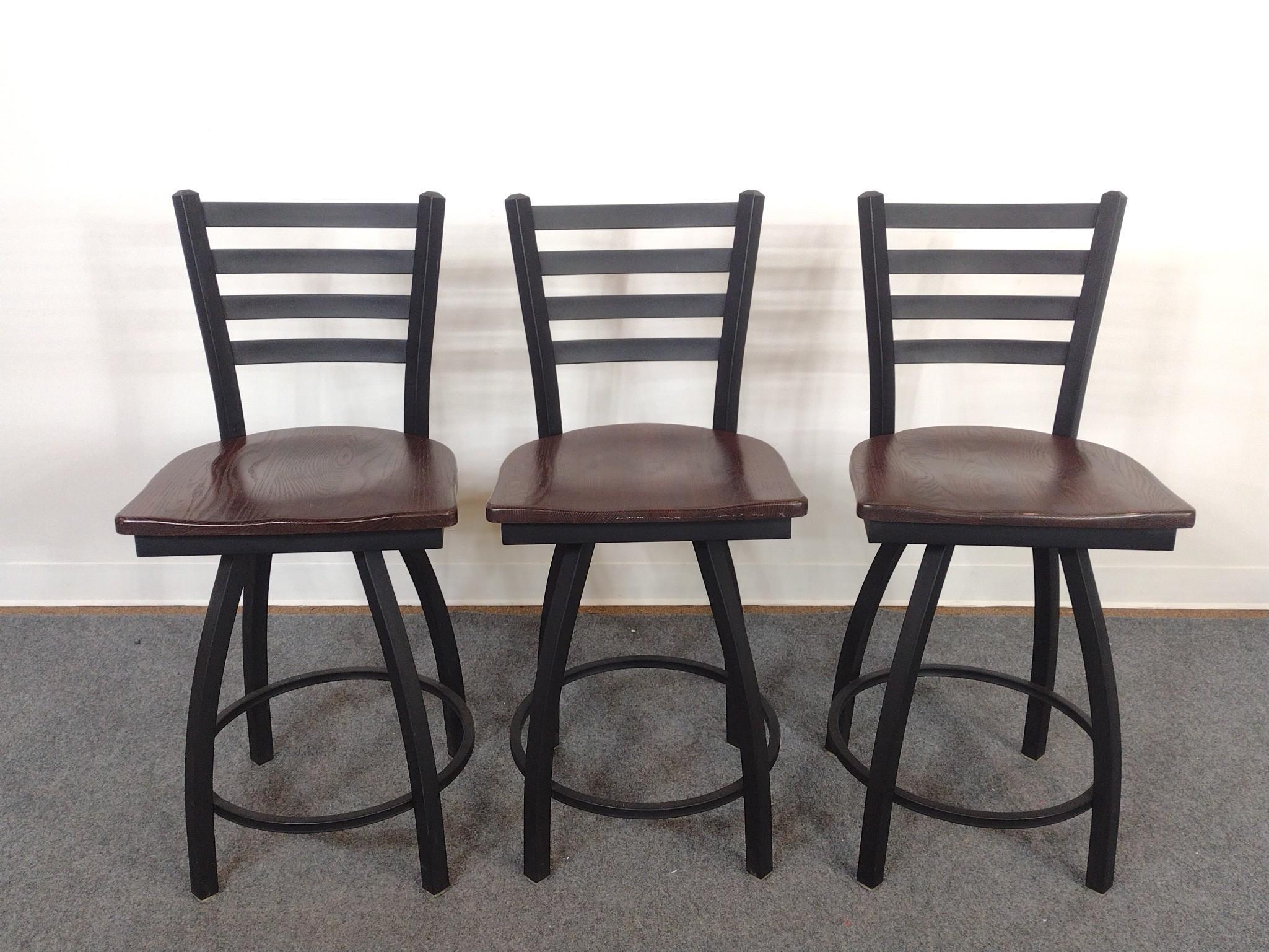 3 Black Metal Bar Stools