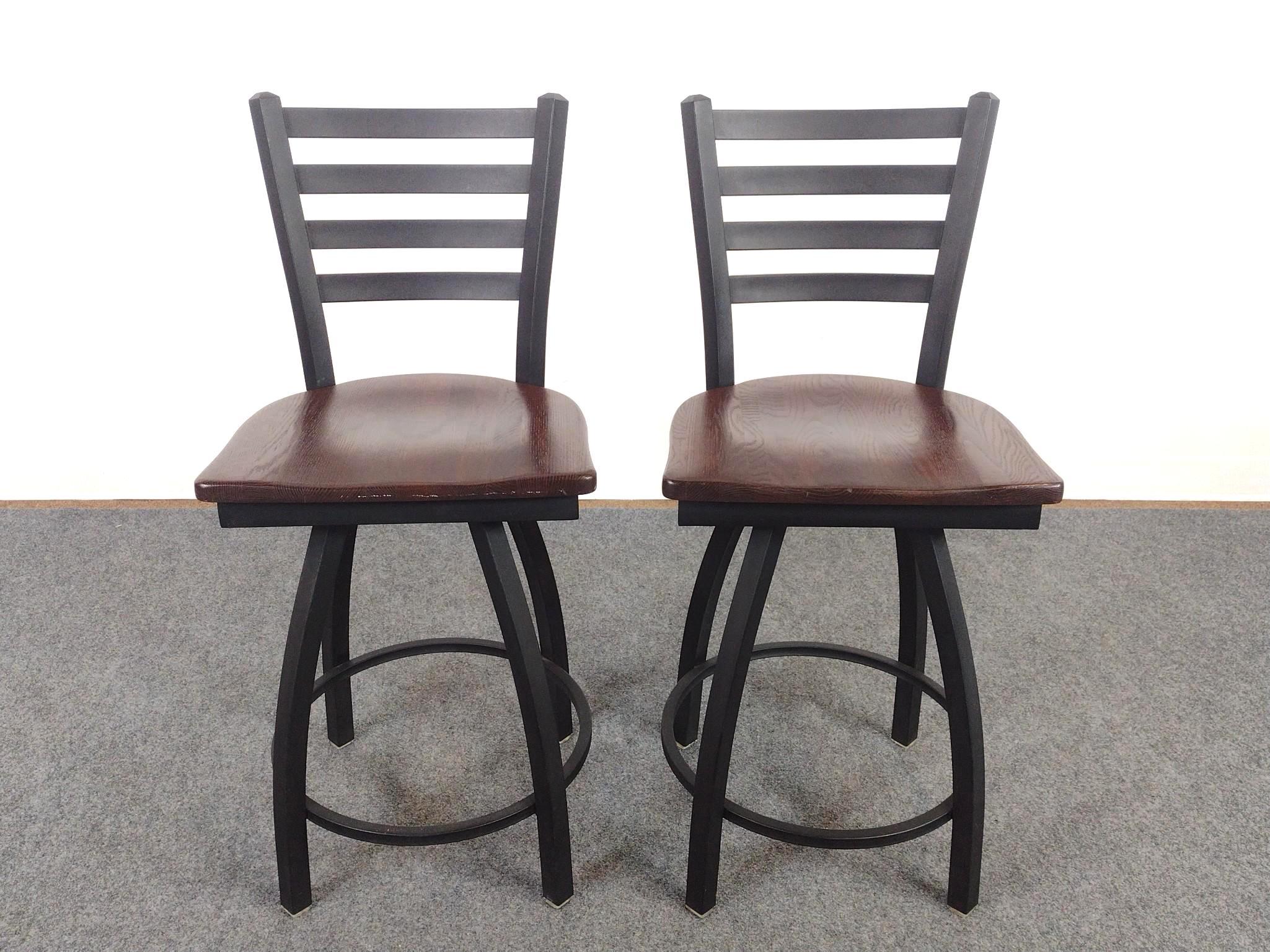 3 Black Metal Bar Stools
