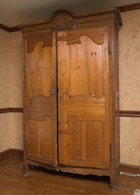Antique French Provincial Carved Pine Armoire. IMPORTANT NOTE. To be picked up by buyer in 