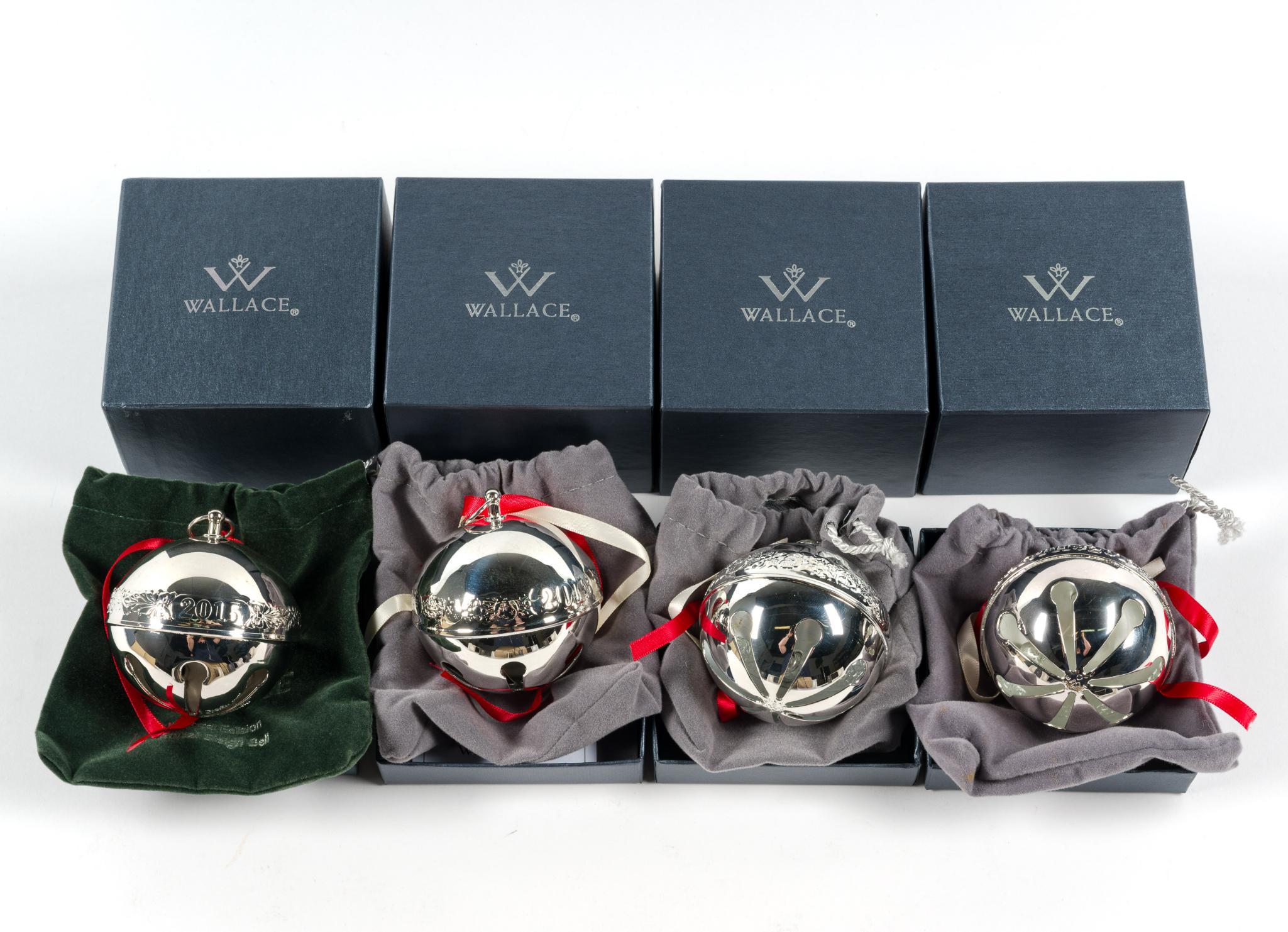 12 Wallace Silverplate Sleigh Bell Ornaments