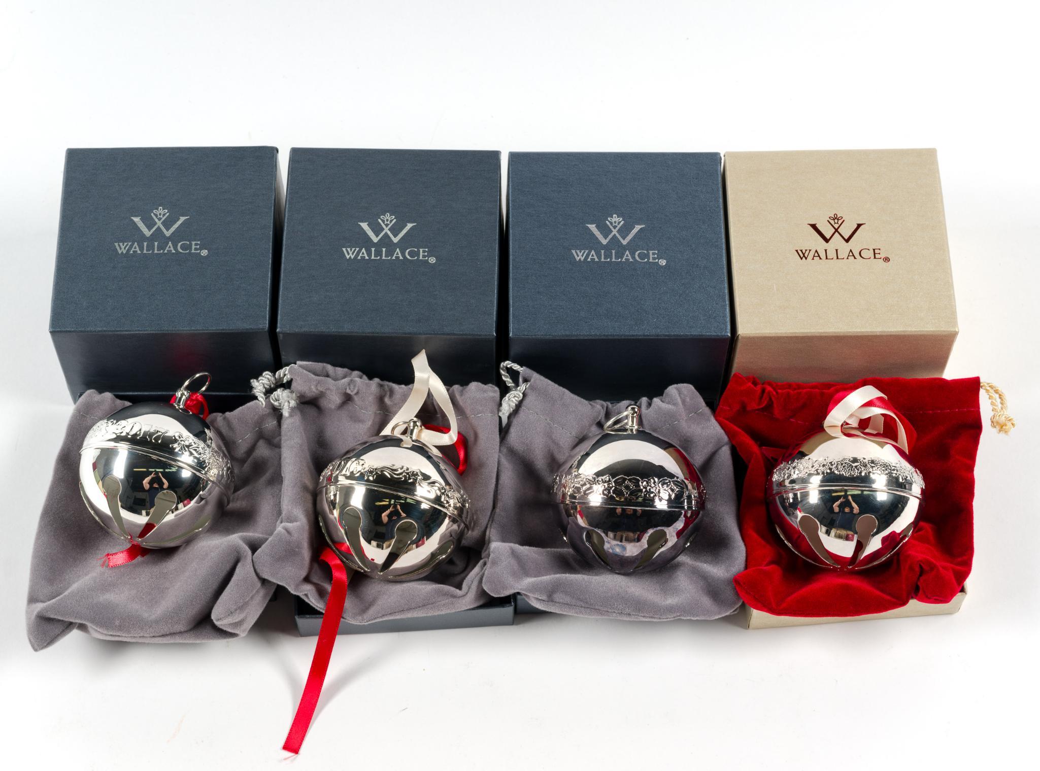 12 Wallace Silverplate Sleigh Bell Ornaments