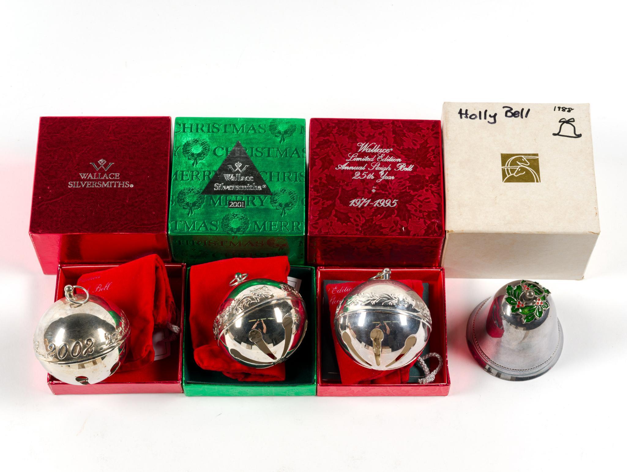 16 Ornaments Mostly Wallace and Gorham Silverplate Sleigh Bells