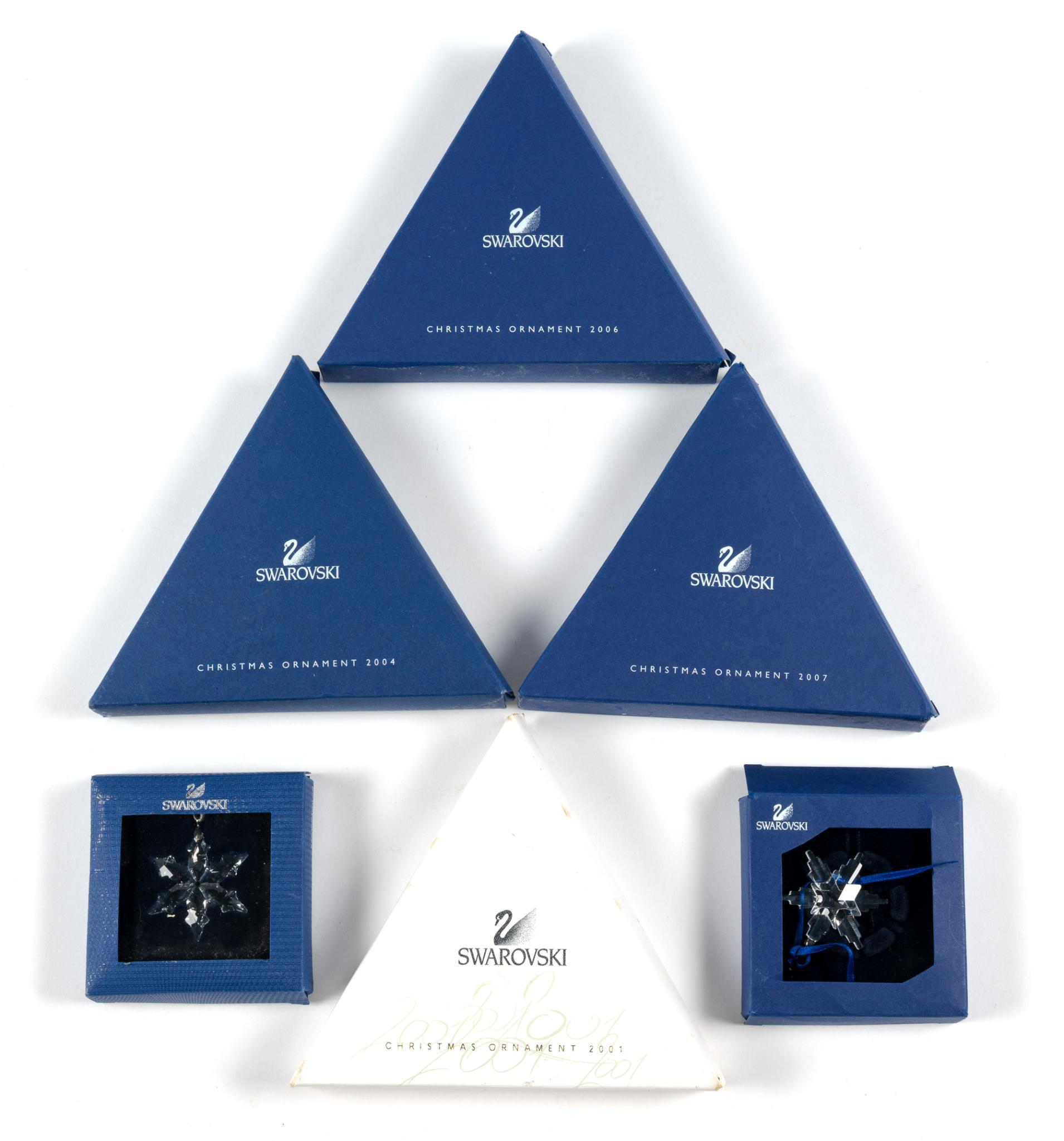 6 Swarovski Crystal Christmas Ornaments