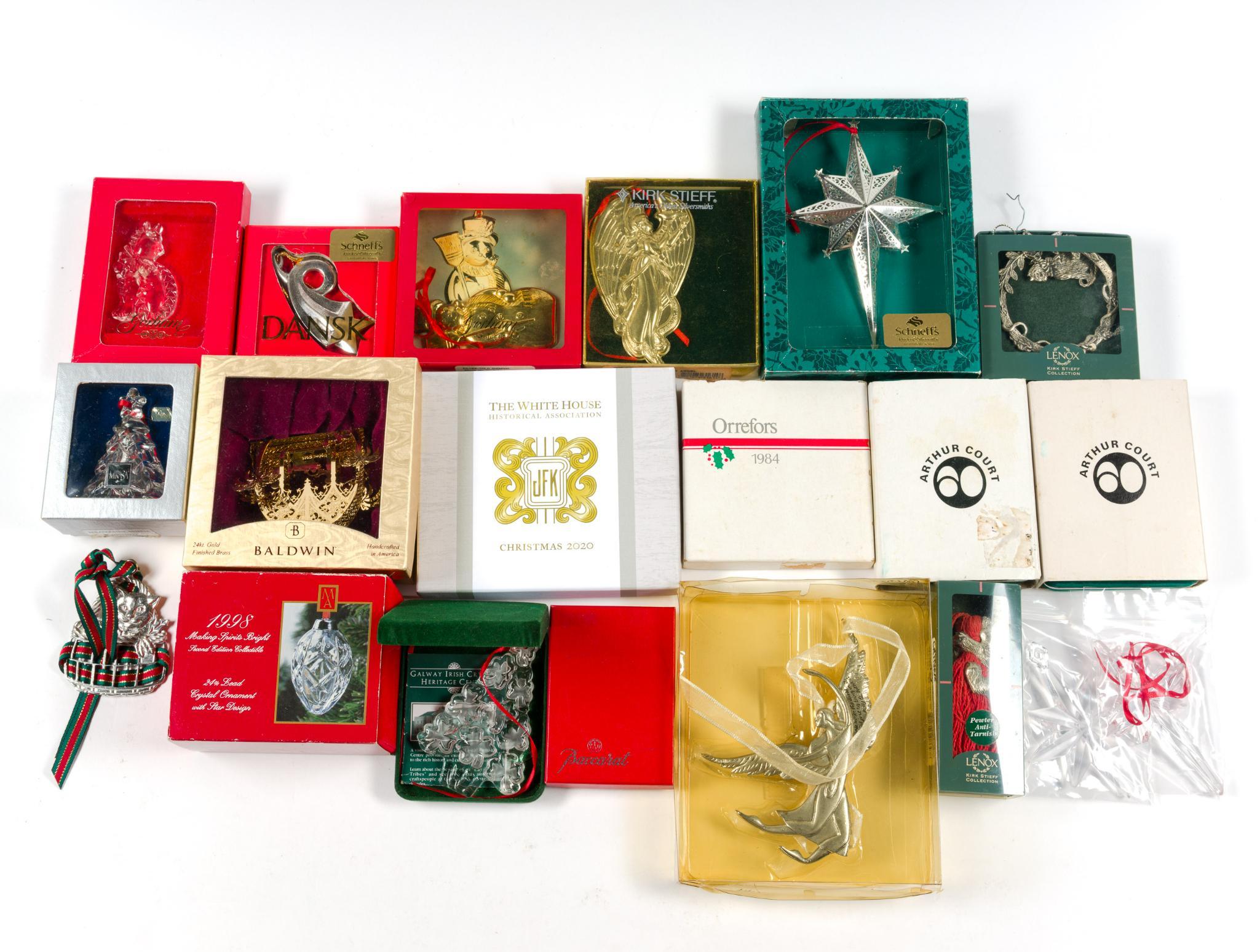 19 Ornaments Incl. Gorham Lenox Dansk Baccarat