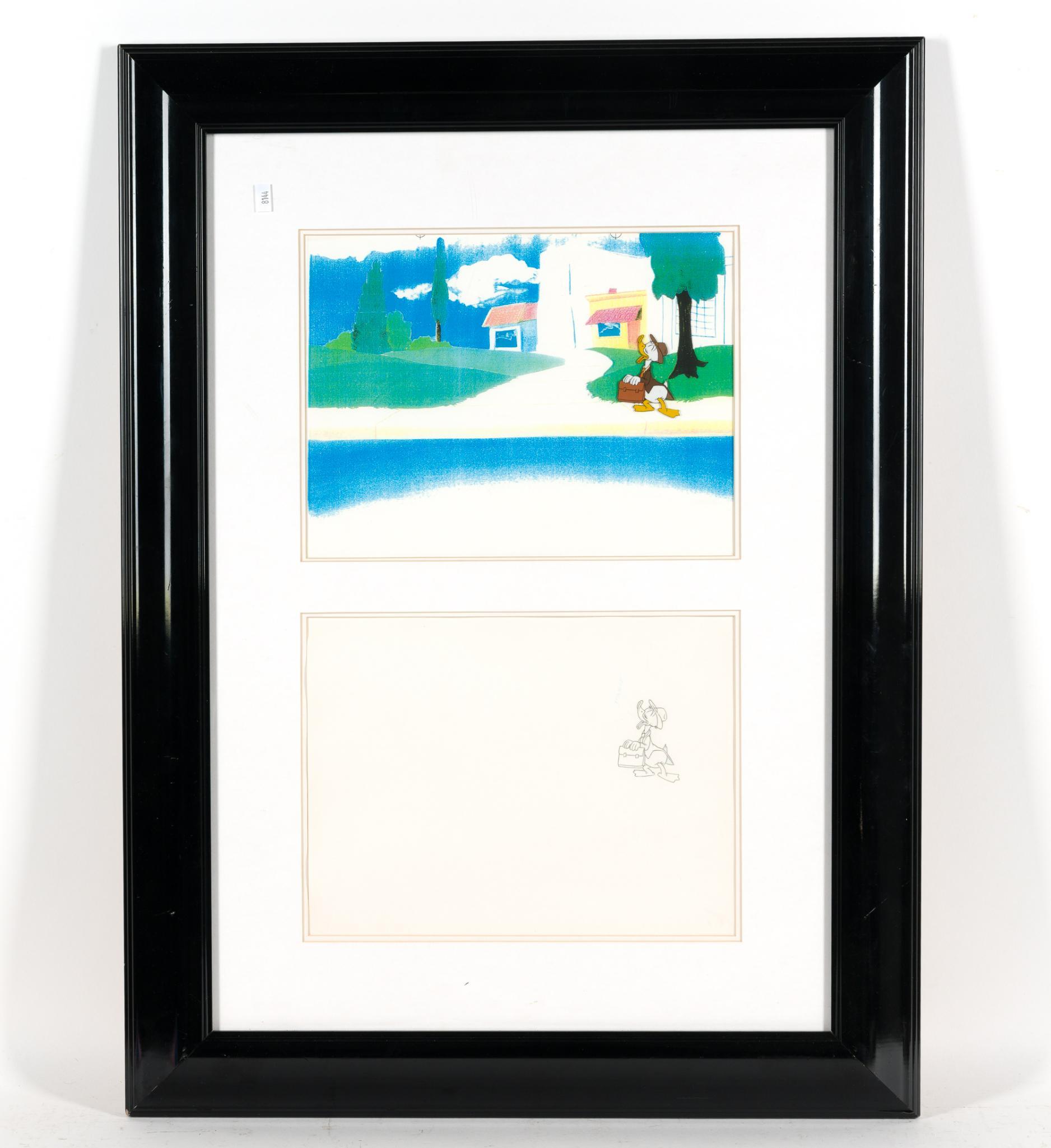 Donald Duck Animation Cel and Sketch