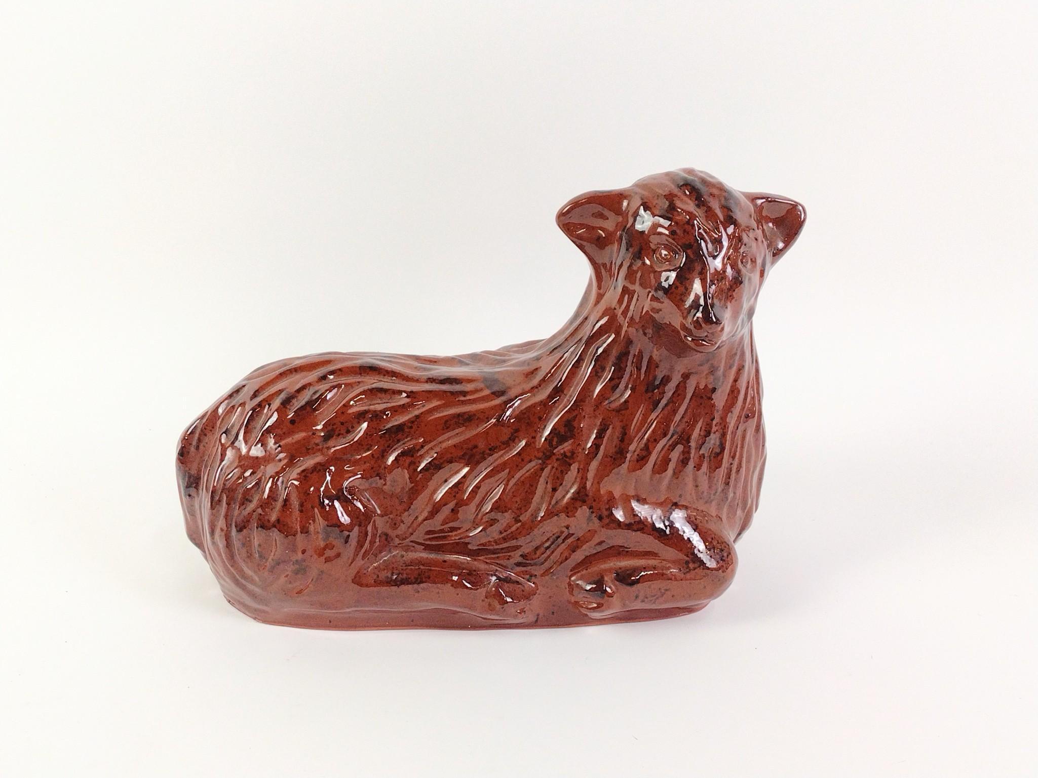 Vintage Ned Foltz Signed Redware Lamb
