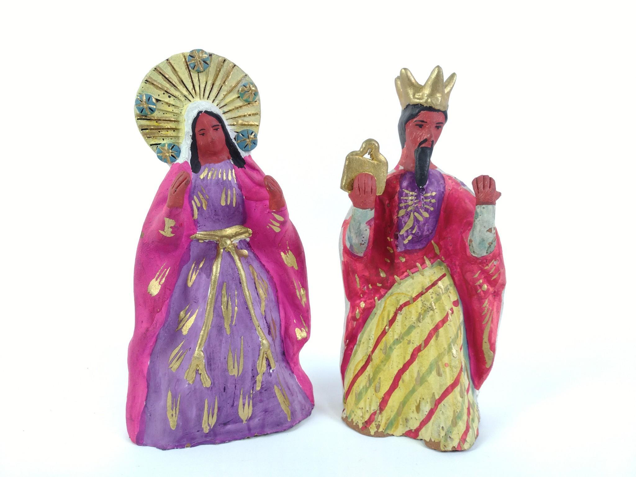 10 Piece Mexican Pottery Folk Art Nativity Scene
