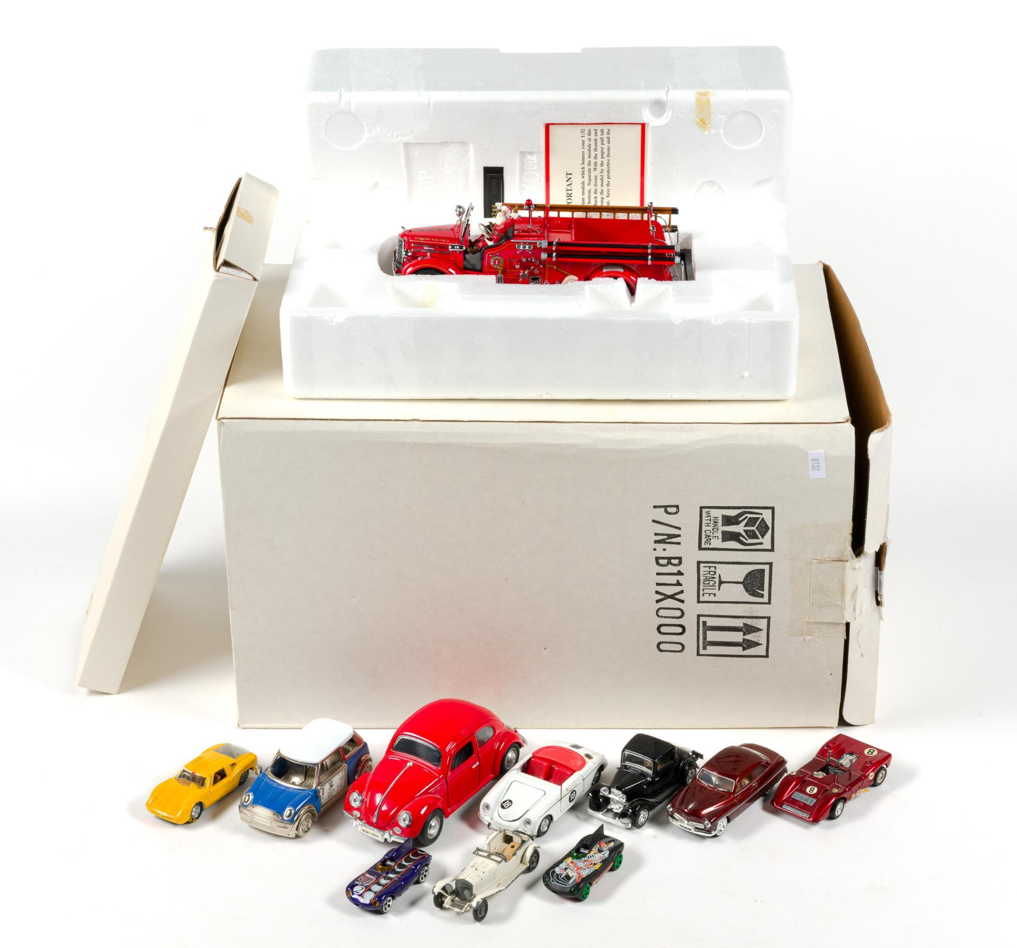 Franklin Mint Christmas Fire Engine with COA and Toy Cars
