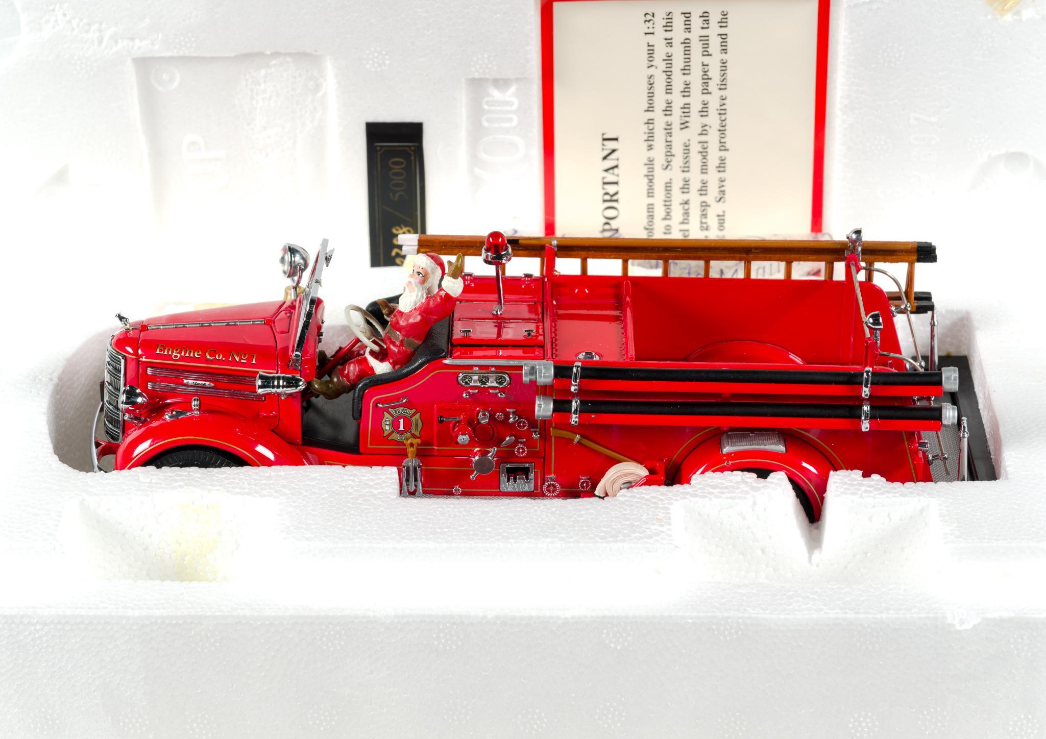 Franklin Mint Christmas Fire Engine with COA and Toy Cars