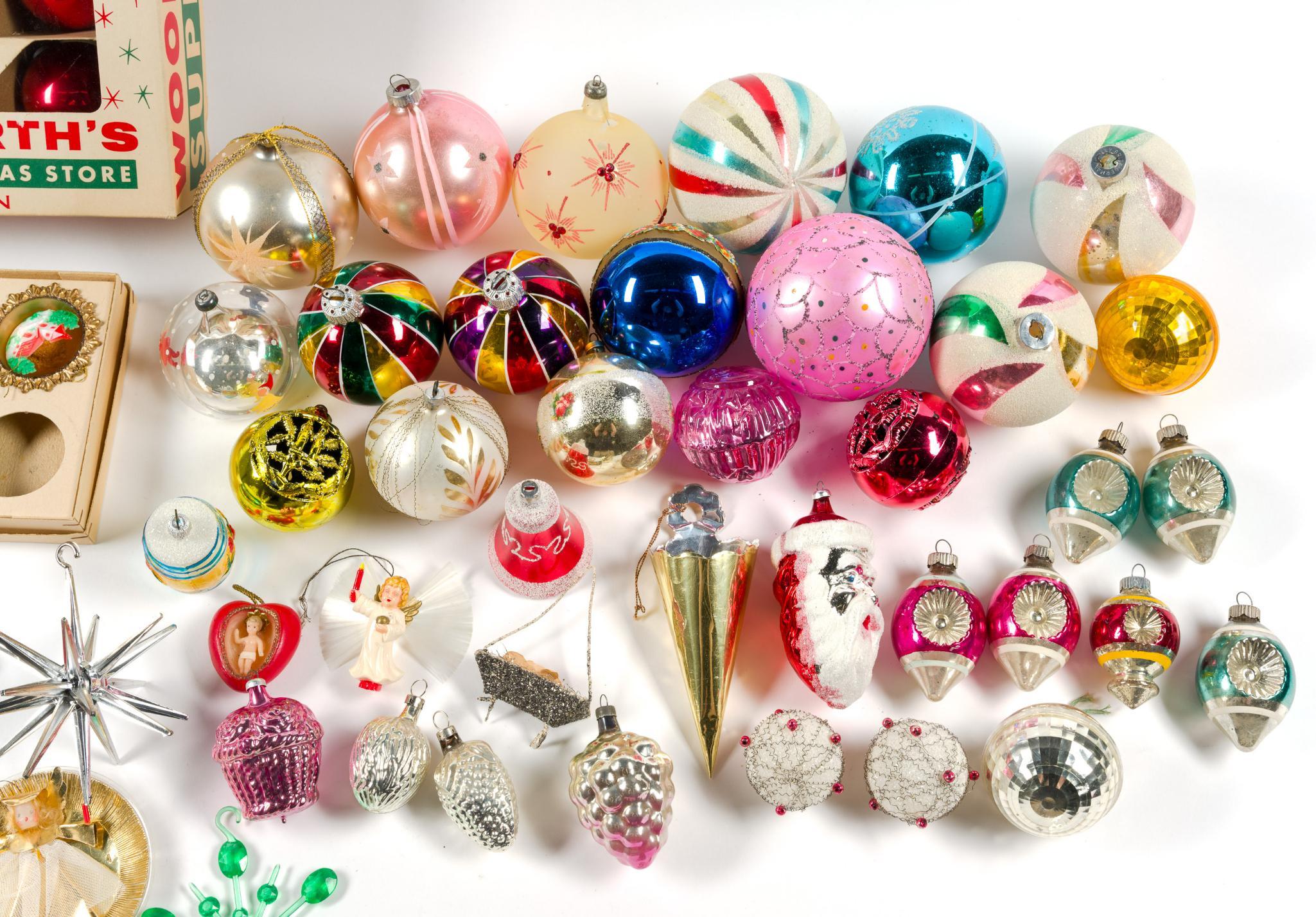 Vintage Glass Christmas Ornaments & Tree Toppers