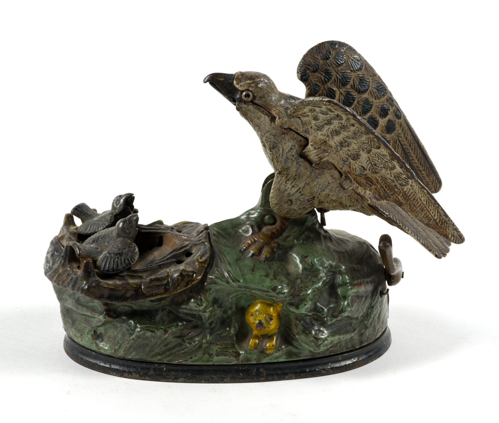 Eagle & Eaglets Cast Iron Mechanical Bank