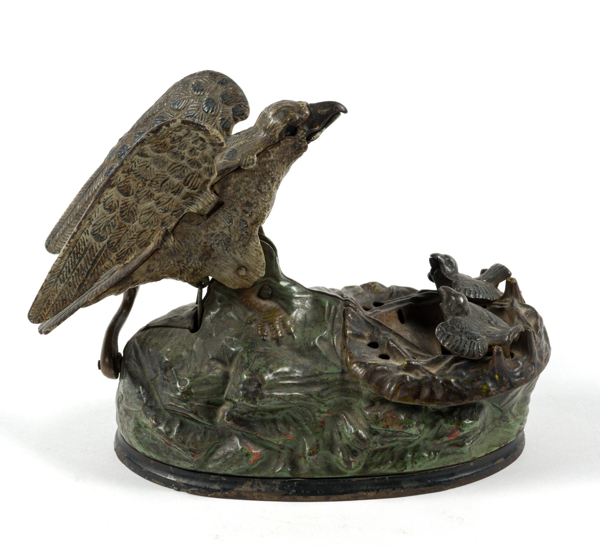 Eagle & Eaglets Cast Iron Mechanical Bank