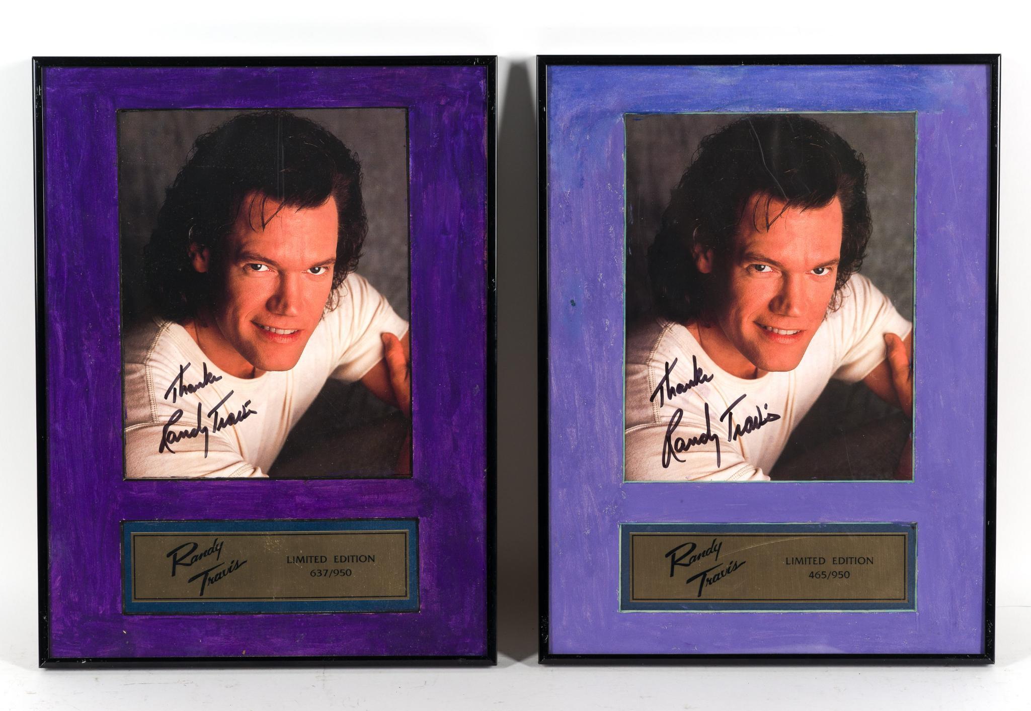 2 Framed Autographed Randy Travis Photos