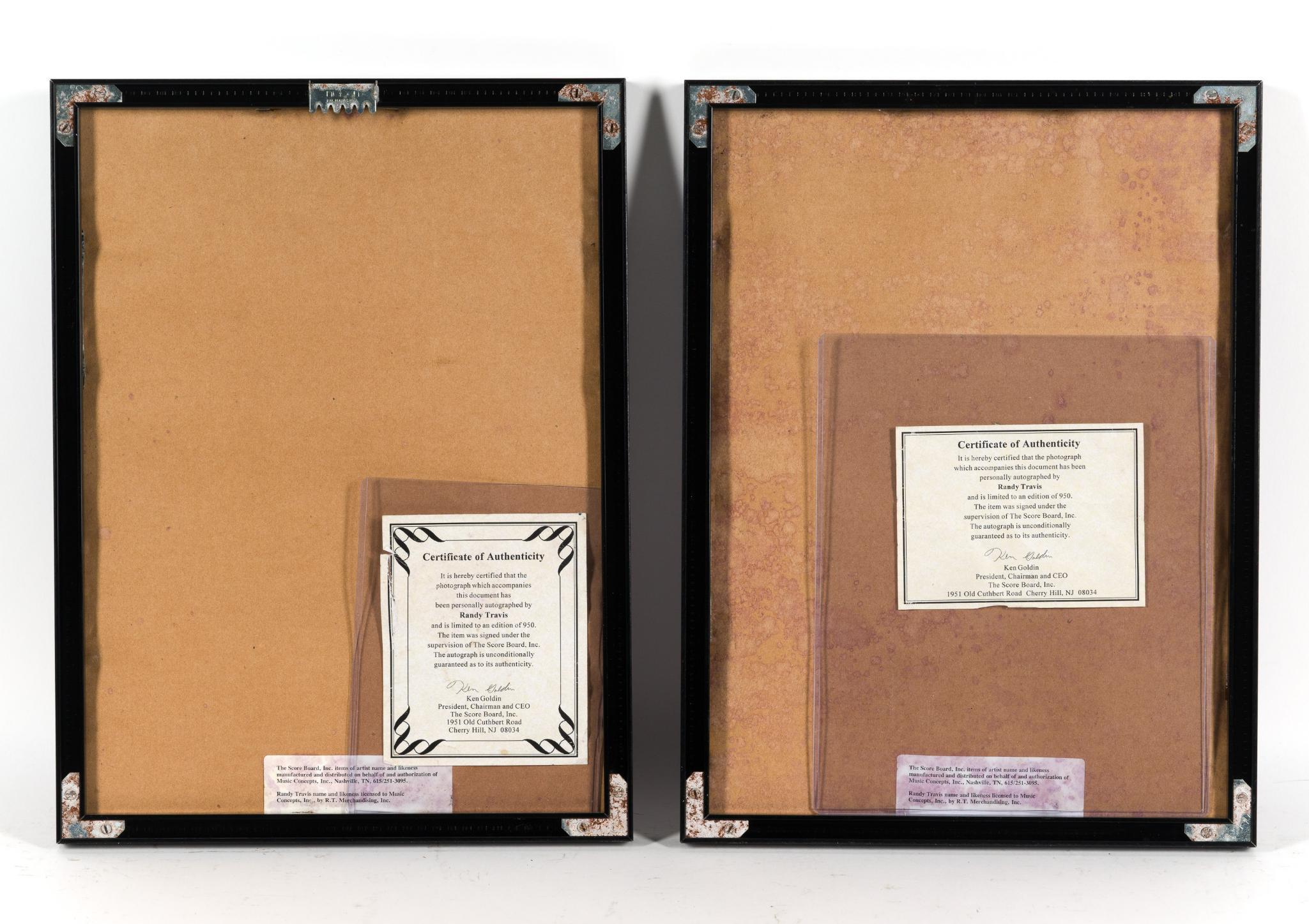 2 Framed Autographed Randy Travis Photos