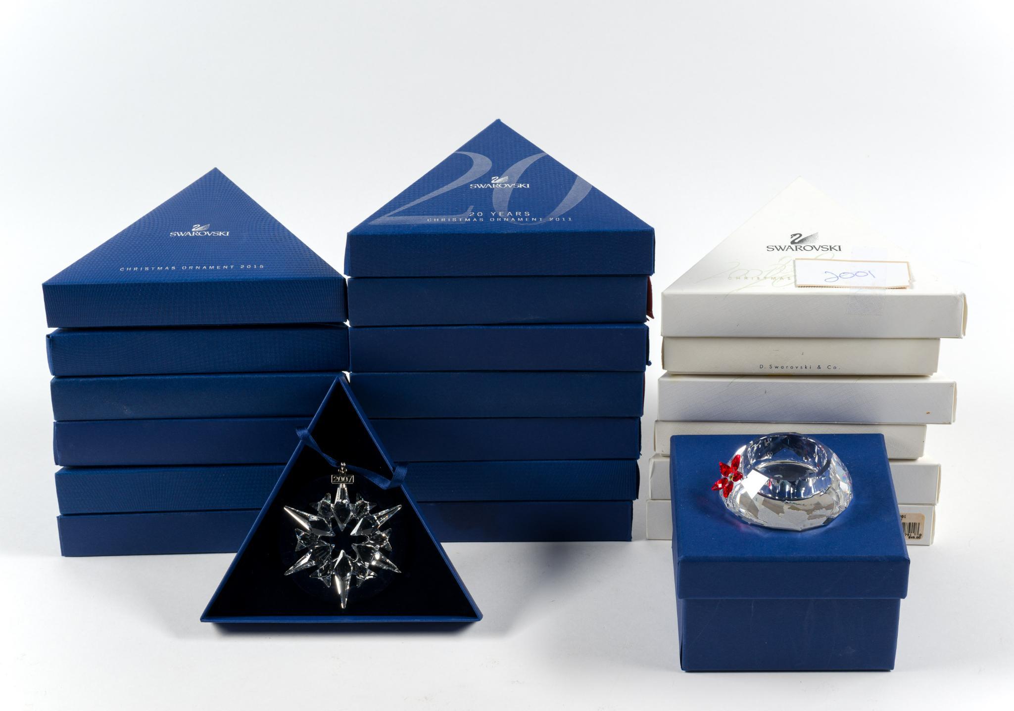 20 Boxed Swarovski Annual Edition Christmas Ornaments