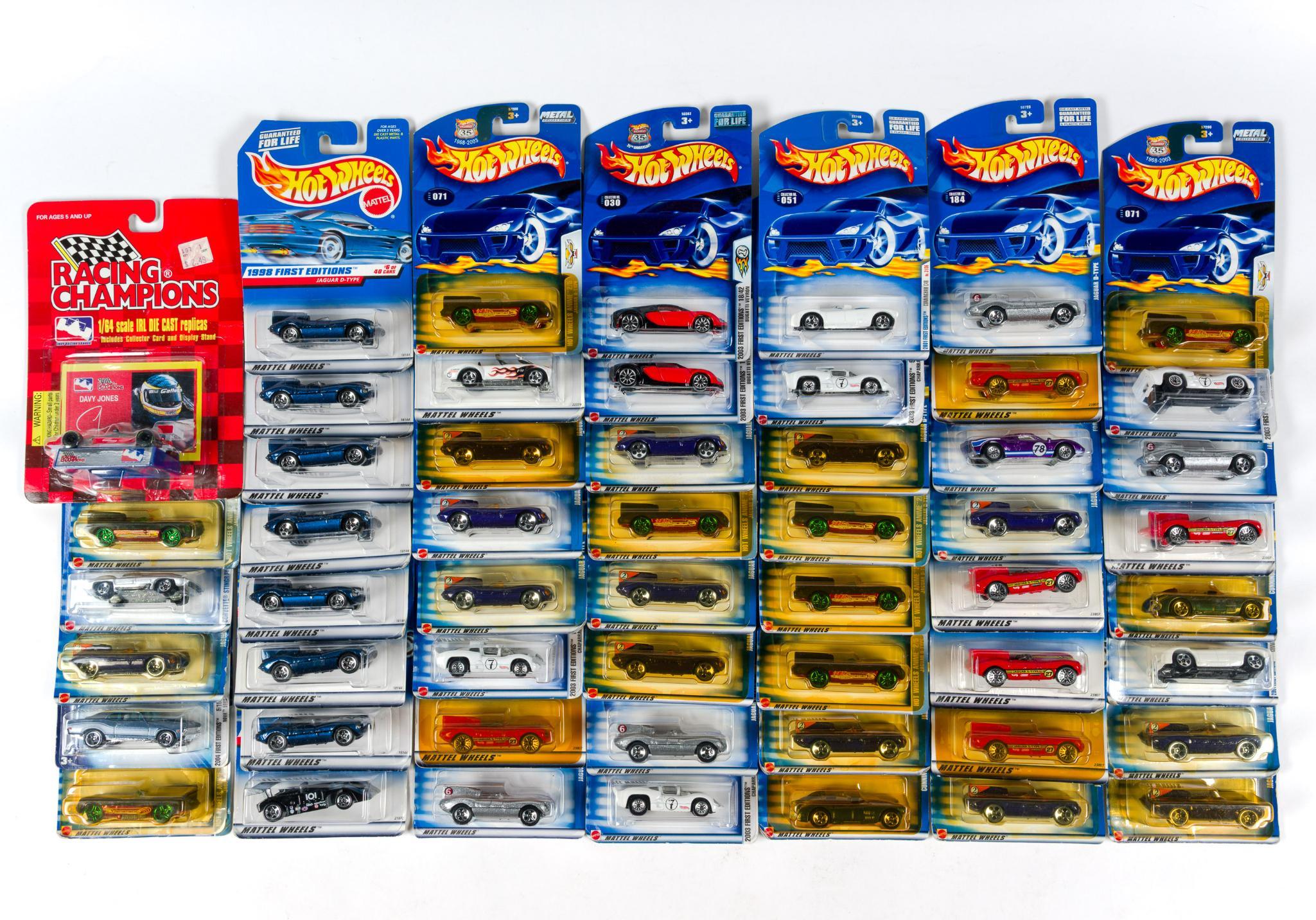 54 Hot Wheels in Original Packaging incl Jaguar