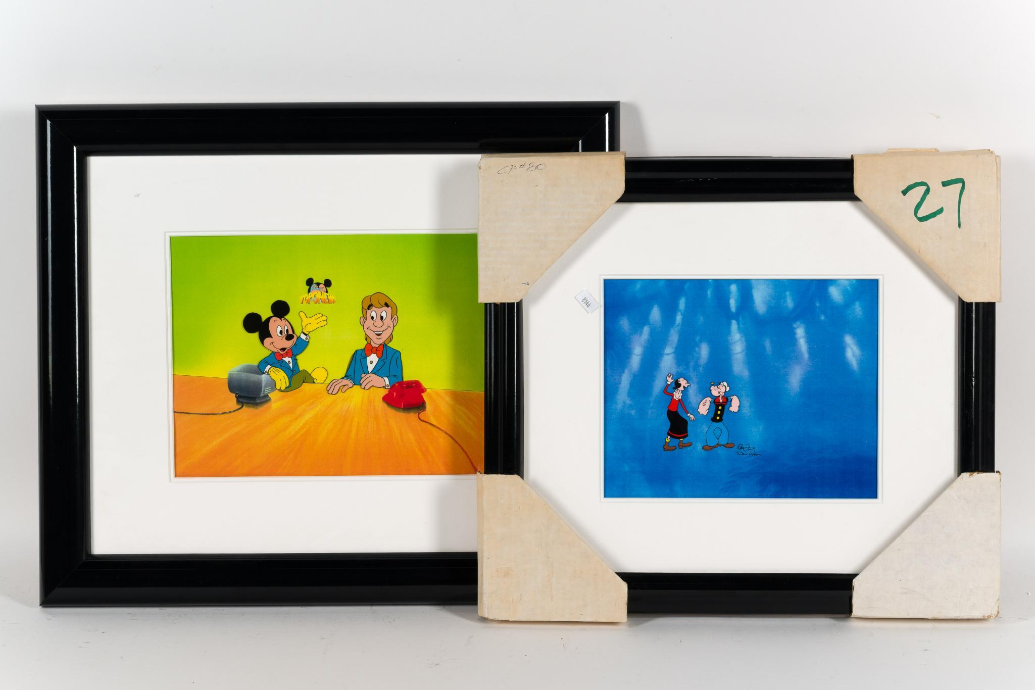 2 Vintage Cartoon Animation Art incl. Popeye