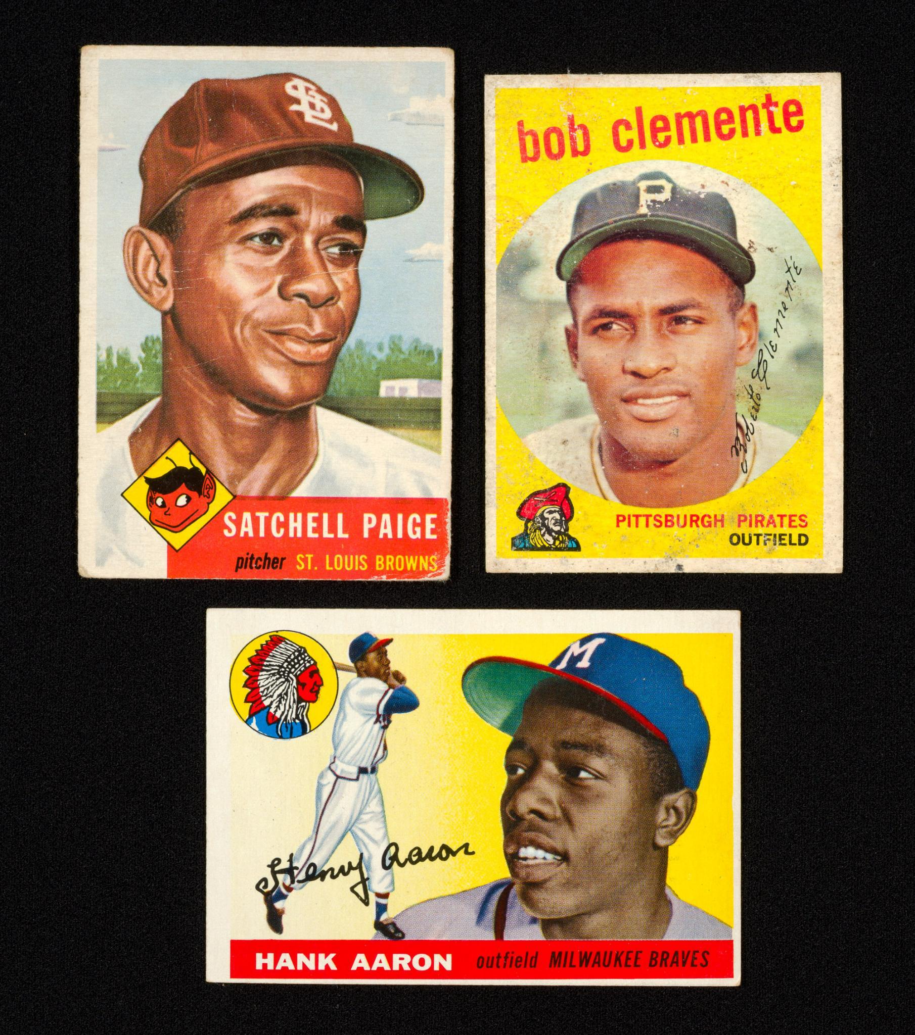 Topps Hank Aaron Bob Clemente Satchel Paige 1950's Baseball Cards