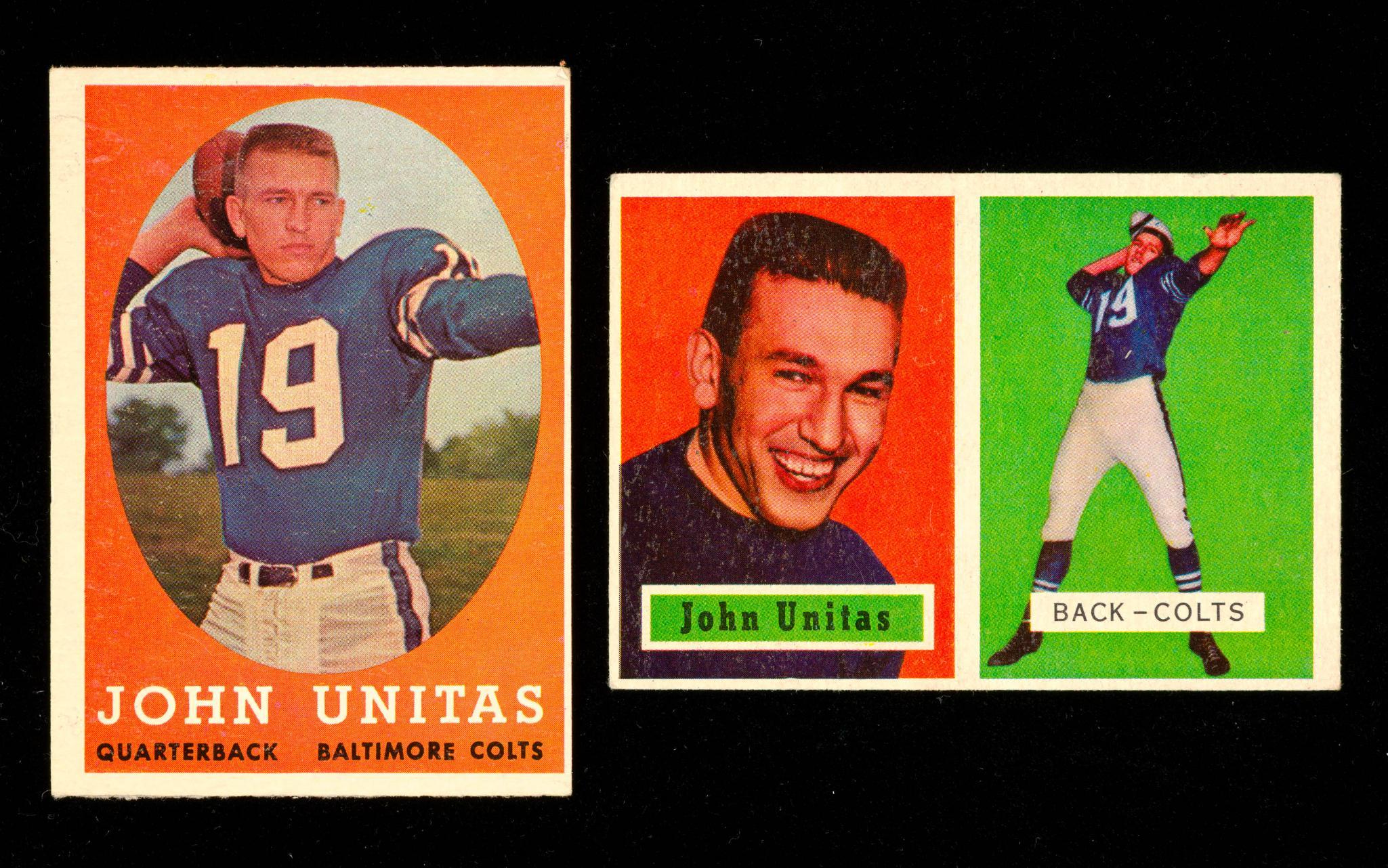 2 Johnny Uitas Football Cards